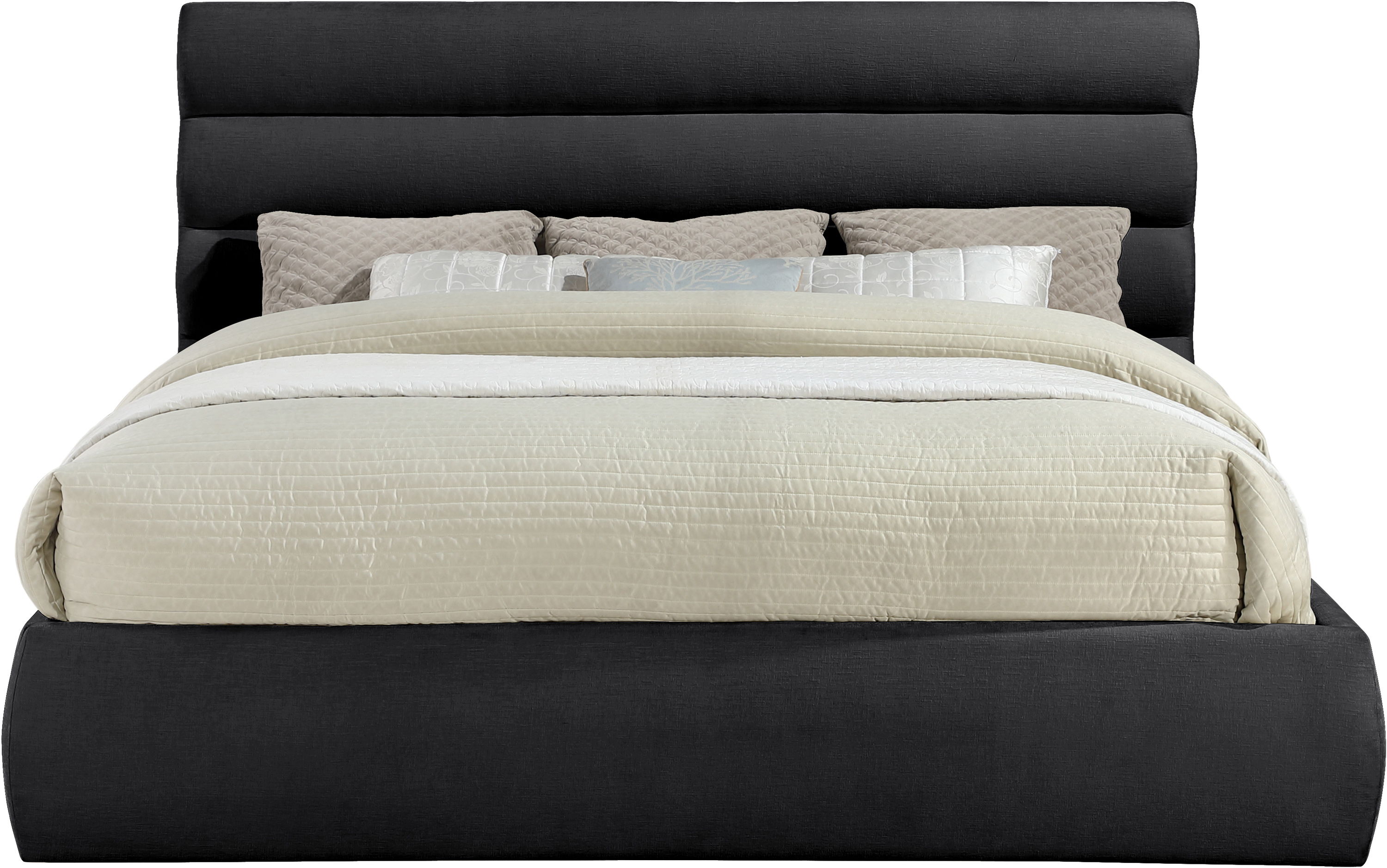 Adam - Chenille Fabric King Bed With 52" Headboard - Black