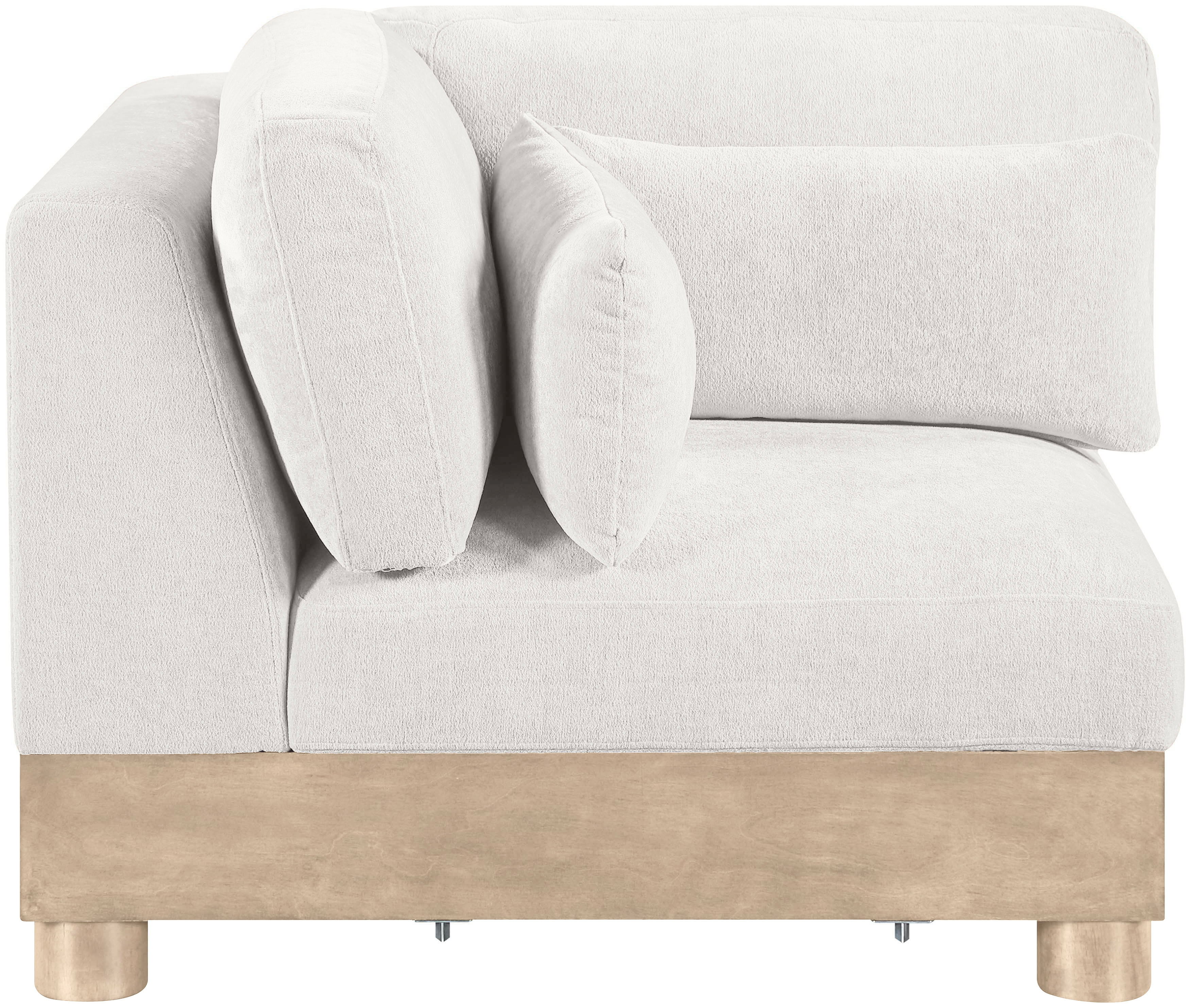 Turin - Chenille Fabric Upholstered Modular Corner Chair - Cream / Natural Oak