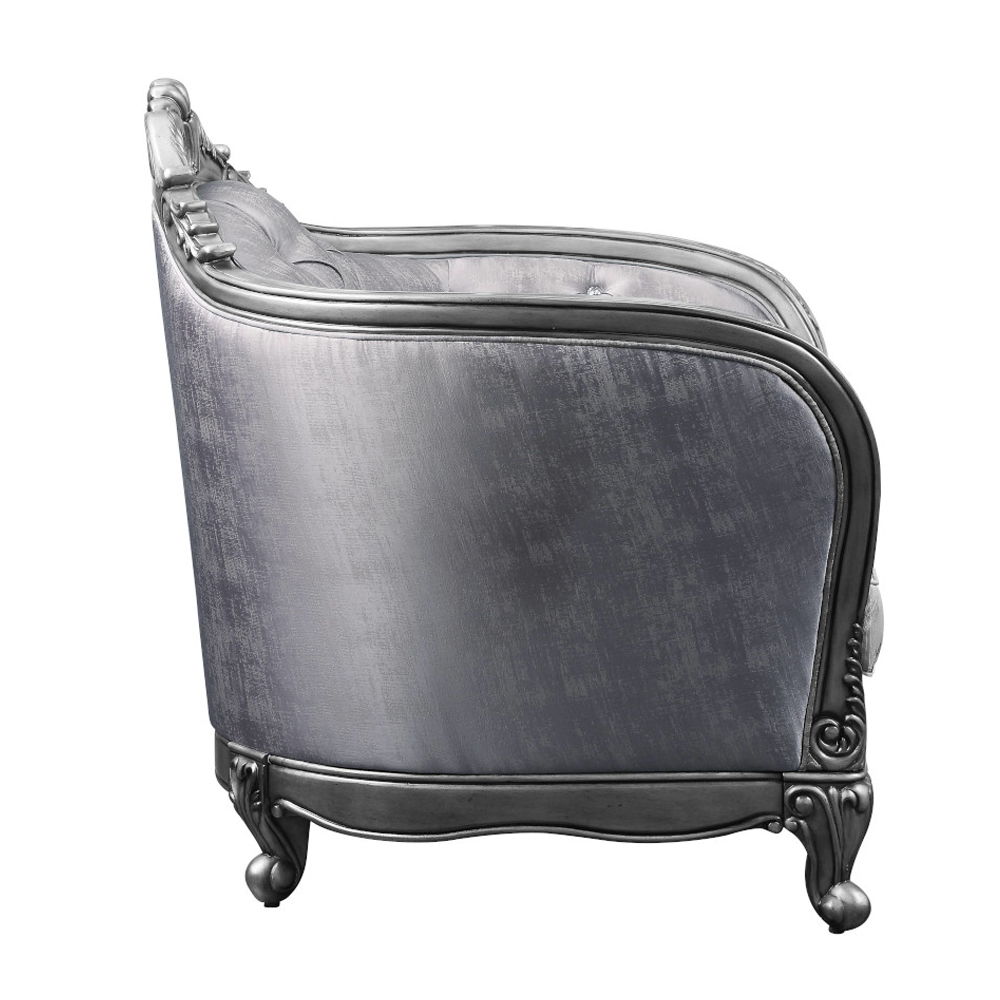 Ariadne - Loveseat With 3 Pillows - Fabric & Platinum, silver, view 3