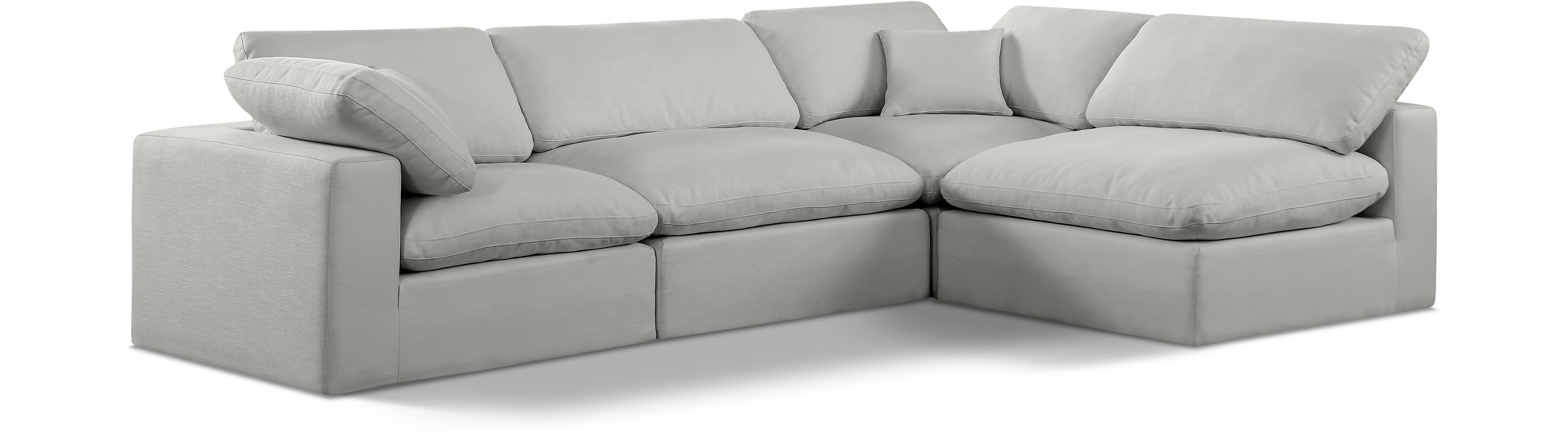 Comfy - 4 Piece Linen Fabric Modular Armless Sectional - Gray