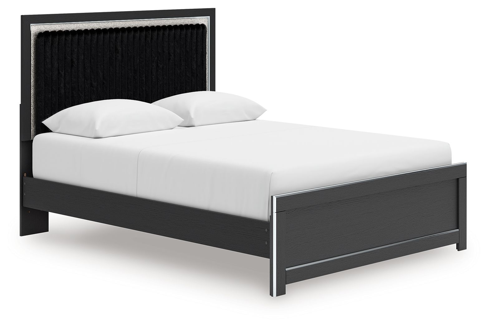 Zuraleus - Queen Upholstered Panel Platform Bed With Roll Slats - Black