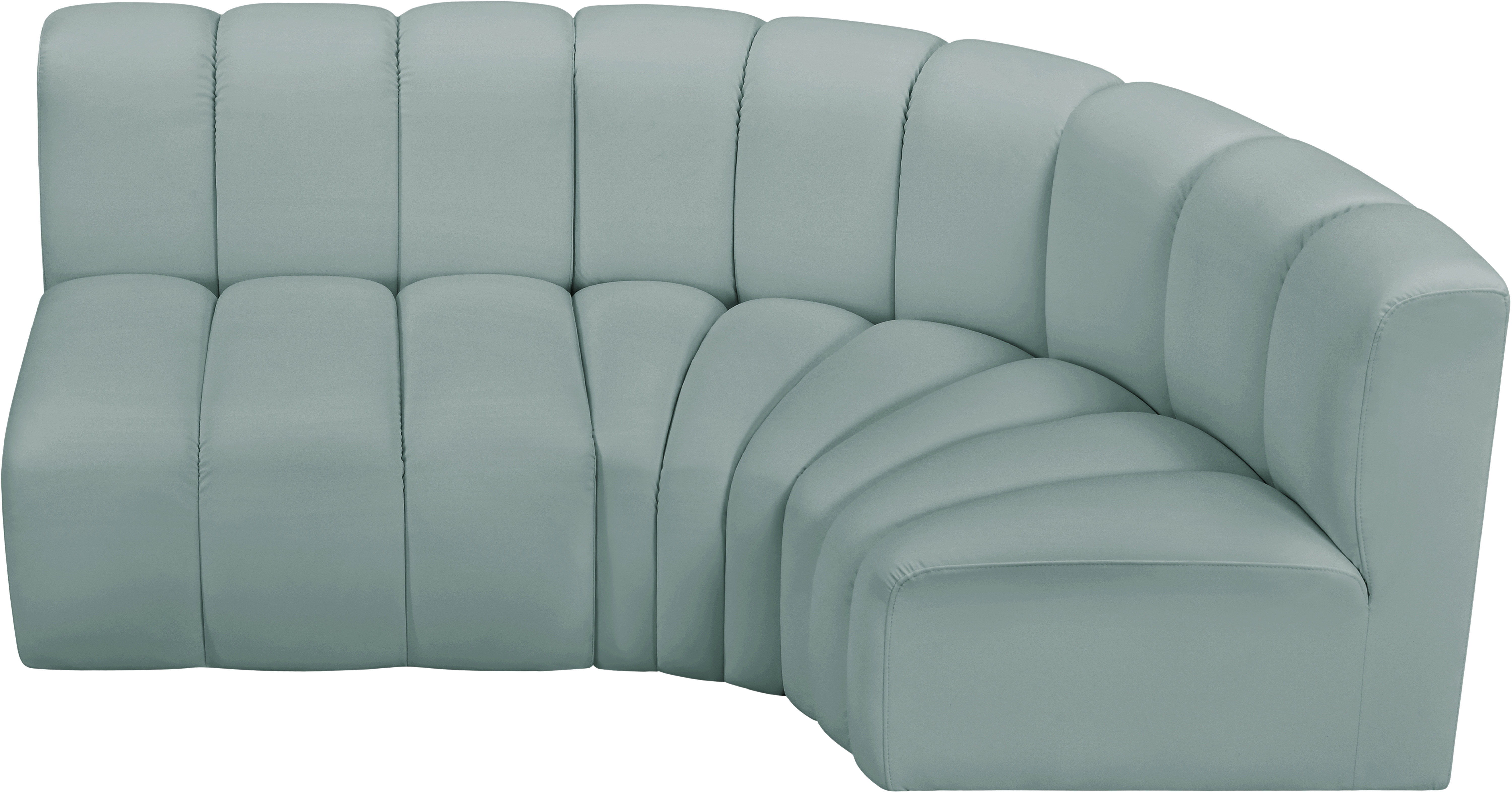 Arc - Faux Leather 3 Piece Sofa - Mint Green