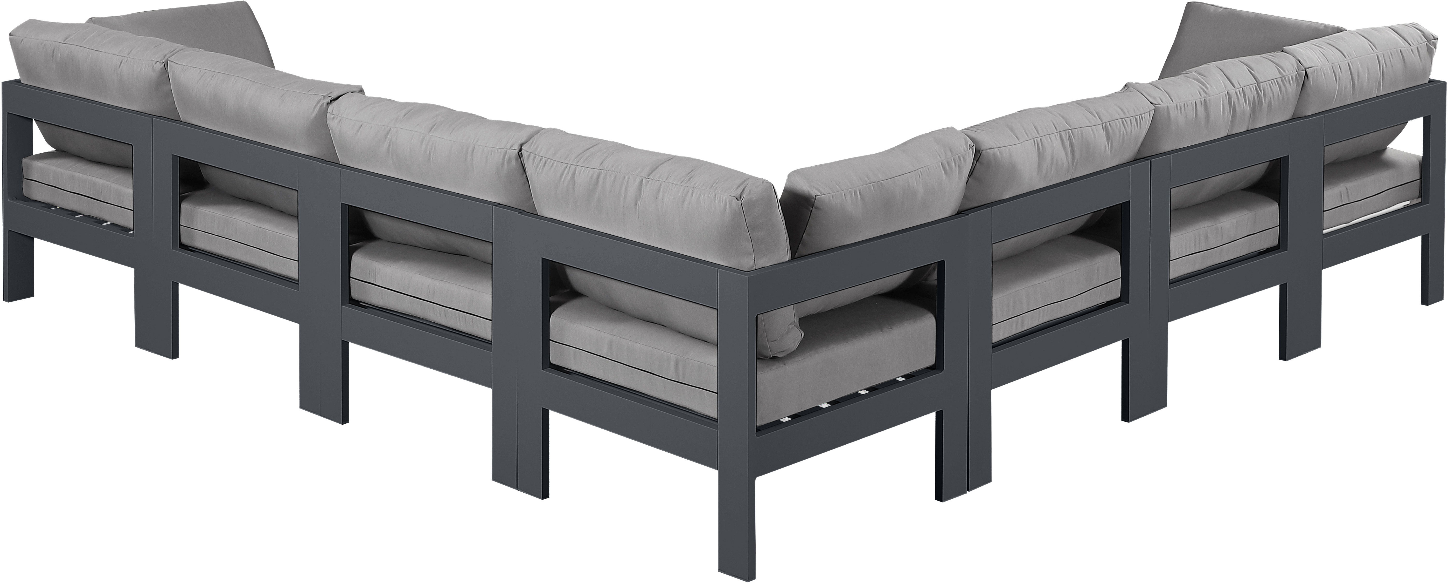 Nizuc - Outdoor Patio 7 Piece Modular Corner Sectional With Gray Frame - Gray