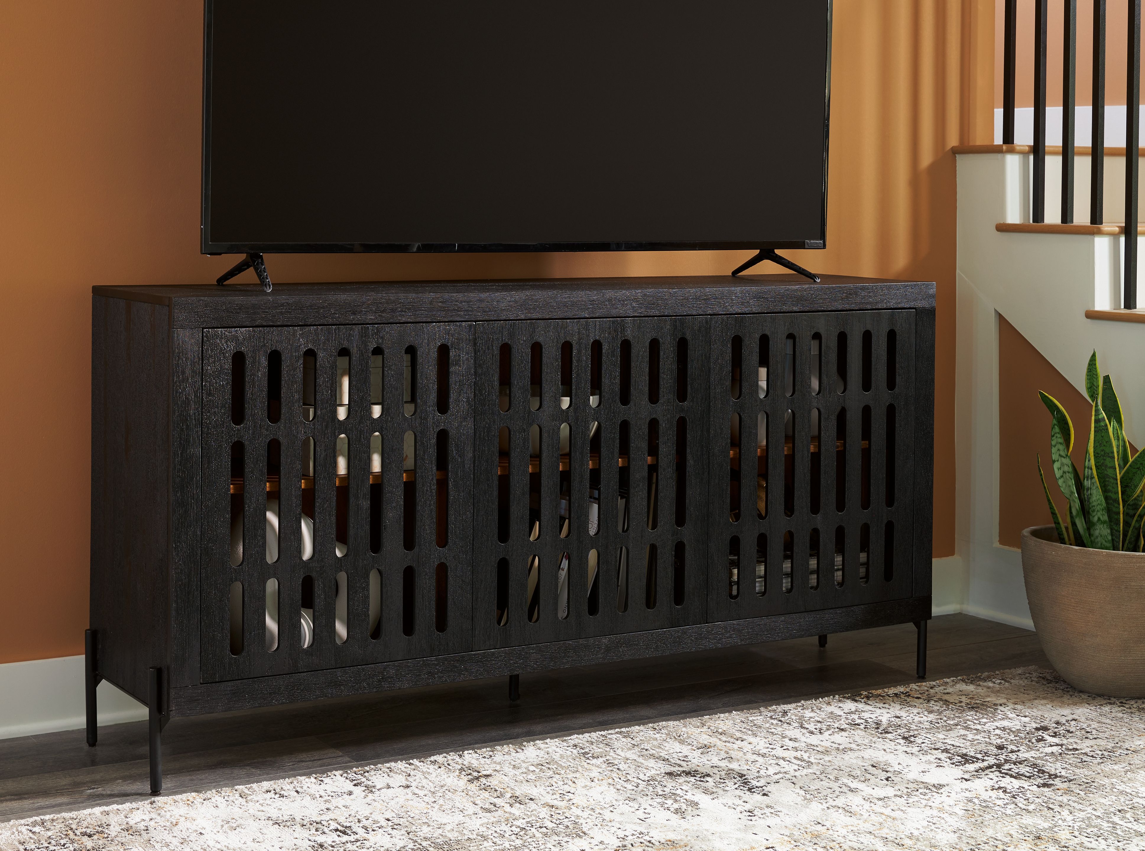 Ashley Furniture Vallisburg - Accent Cabinet - Black / Natural - Image 6