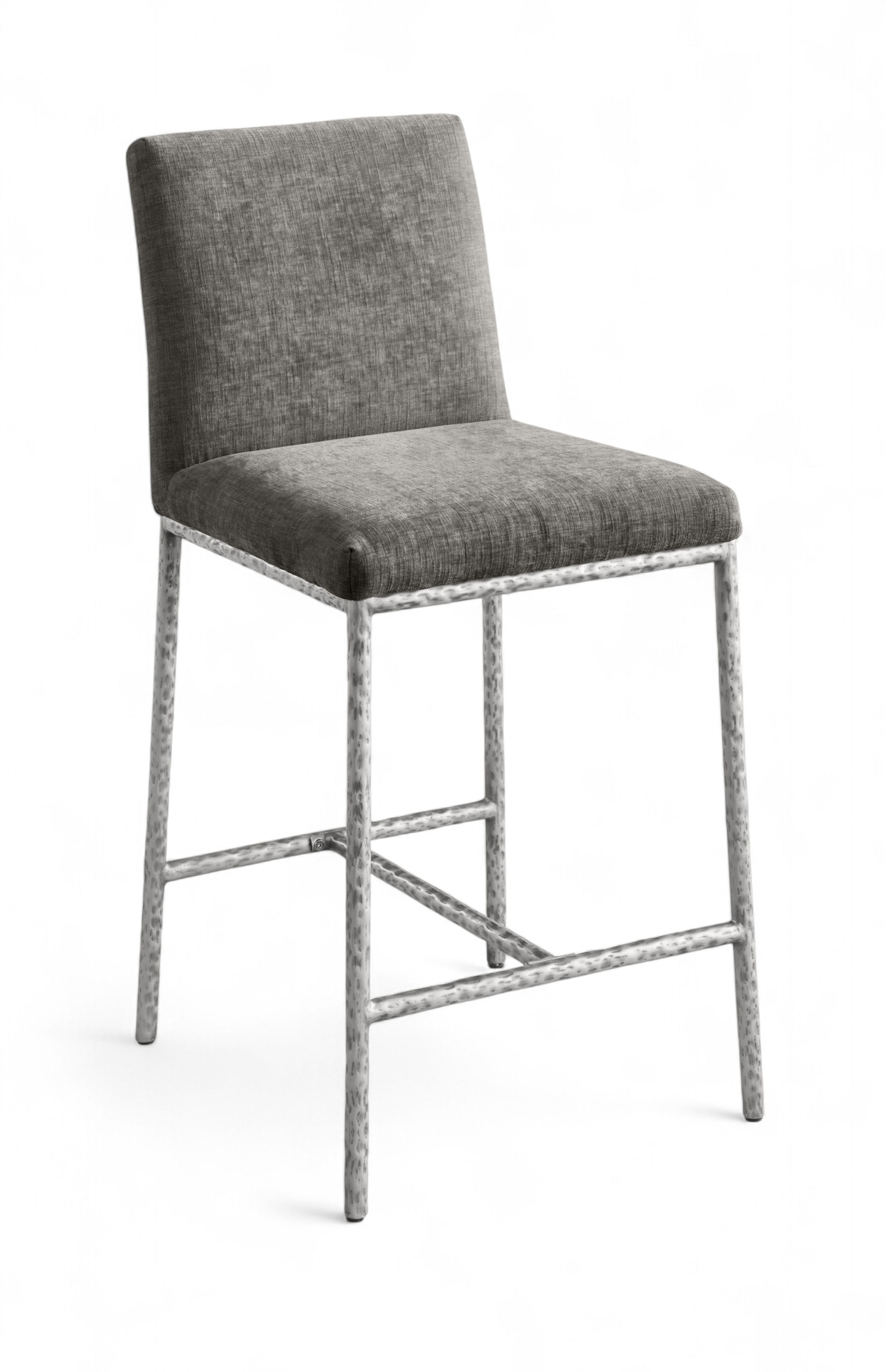 Reeves - Chenille Fabric Upholstered Counter Stool (Set of 2) - Gray