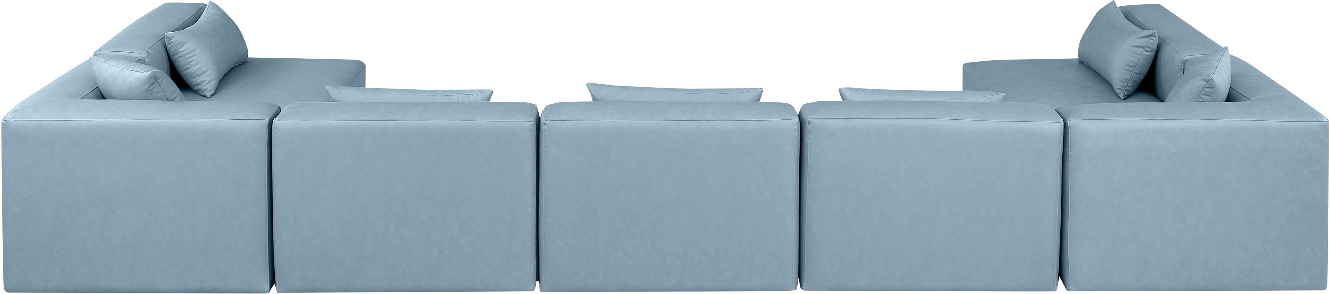 Cube - 7 Piece Modular U-Shaped Sectional - Light Blue
