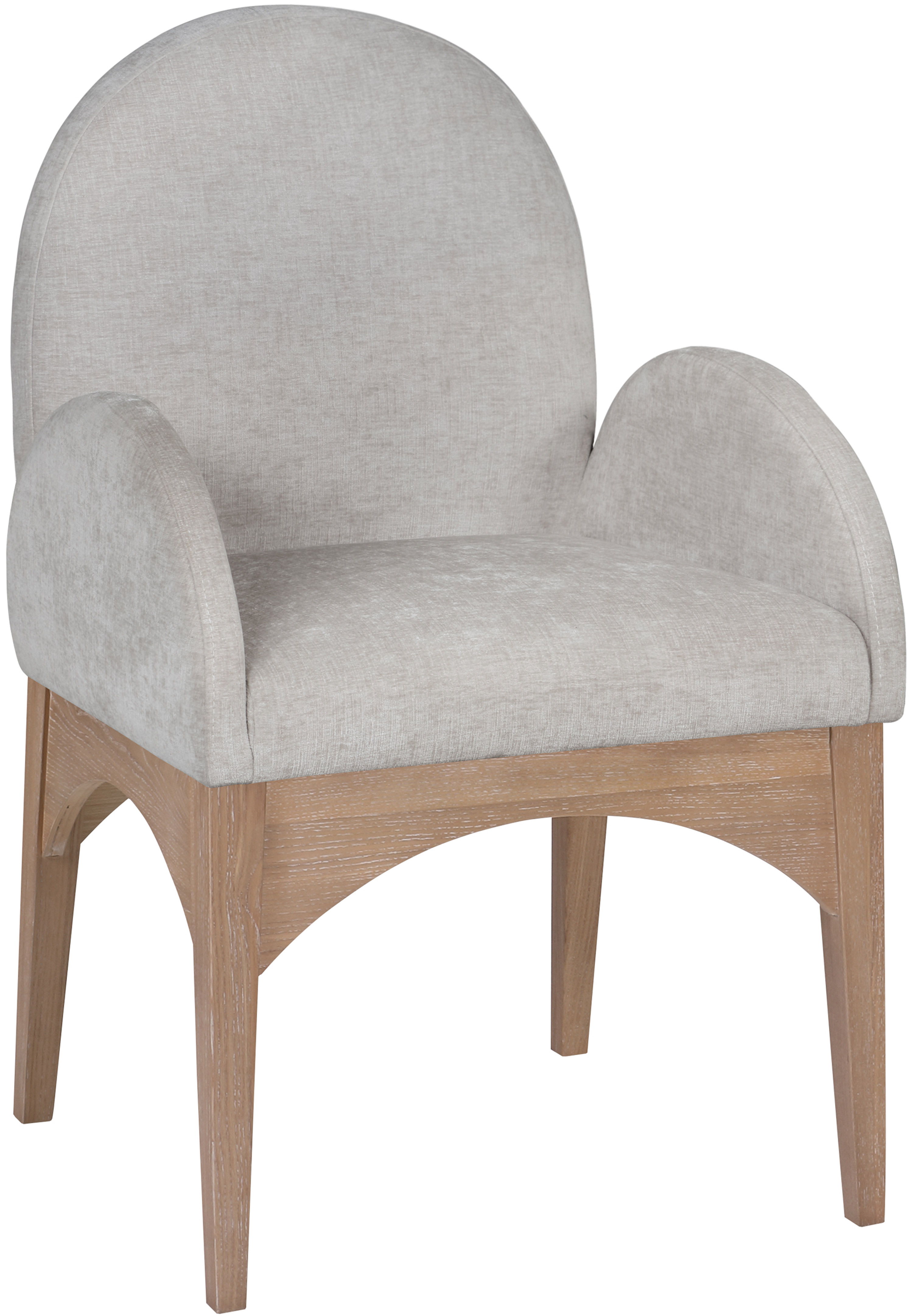 Waldorf - Chenille Dining Arm Chair With Natural Legs - Gray