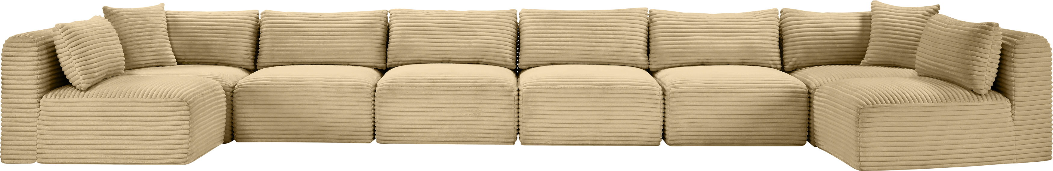 Shaggy - 8 Piece Modular U-Shaped Armless Sectional - Camel