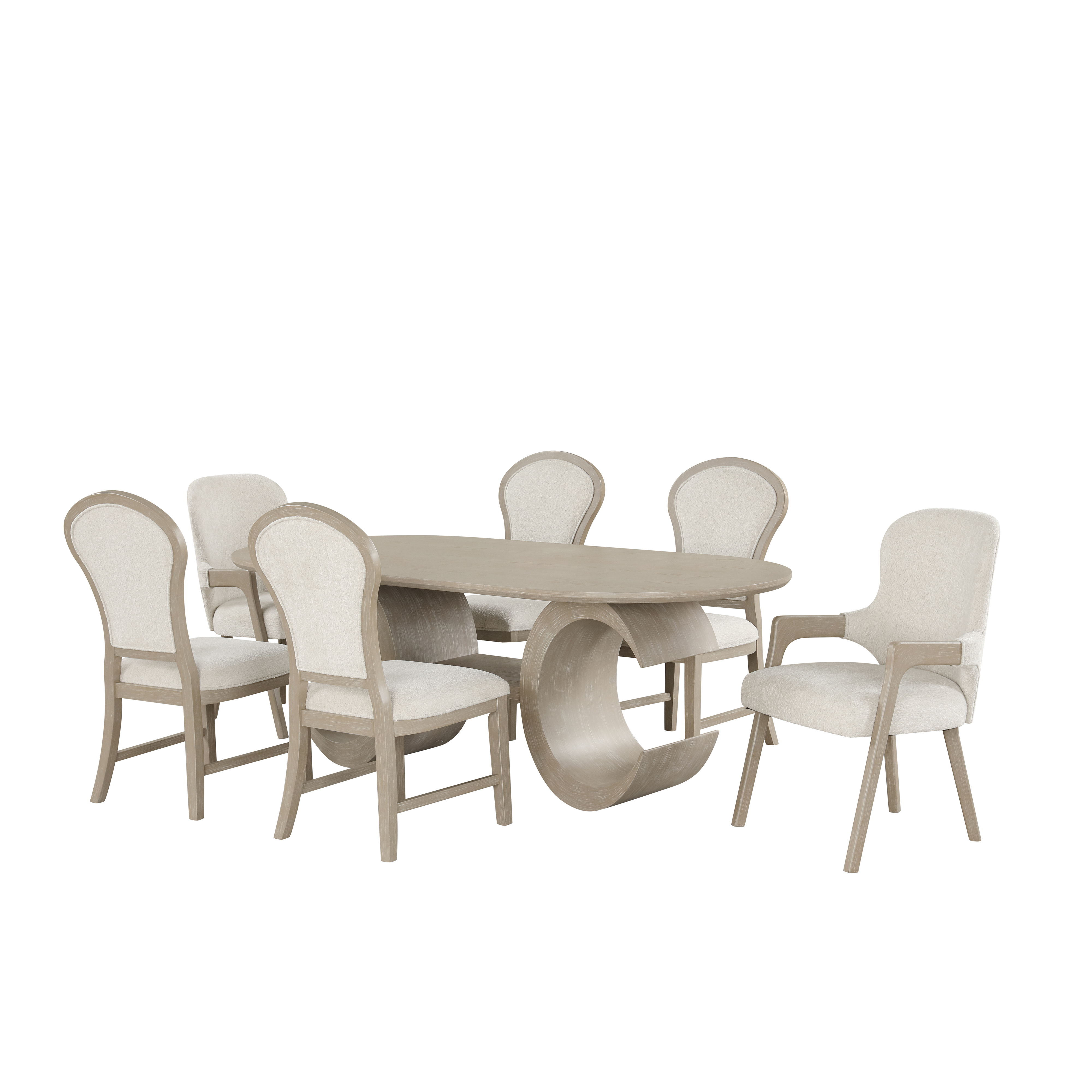 Gwendolyn - Oval Dining Table With 4 Side & 2 Arm Chairs - Beige / Natural