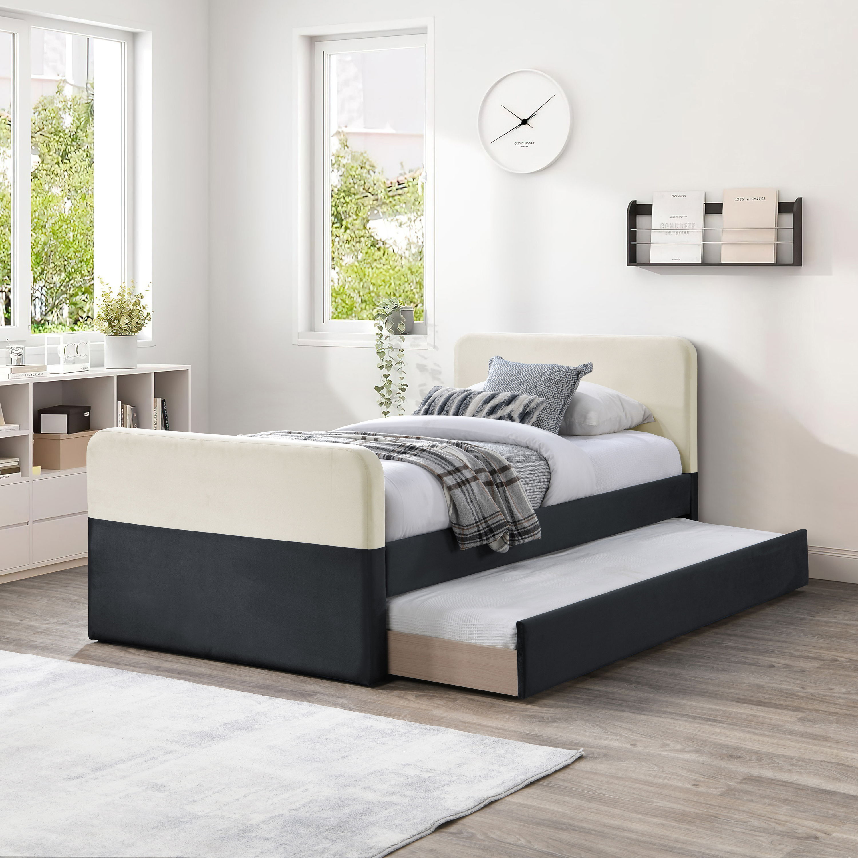 Ivy - Twin Trundle / Storage Bed - Black / Cream