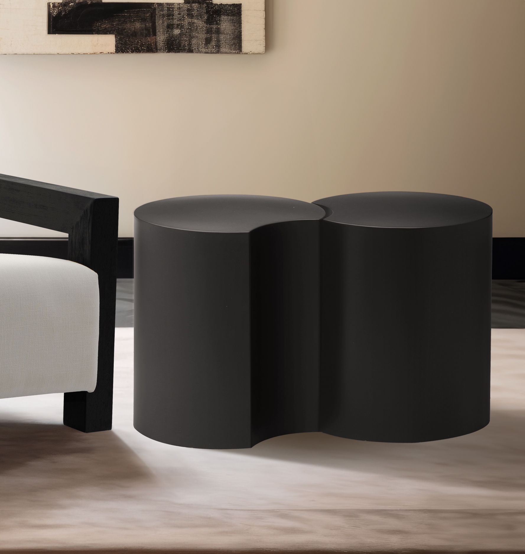 Dimple - 20" 2 Piece Modular End Table - Black