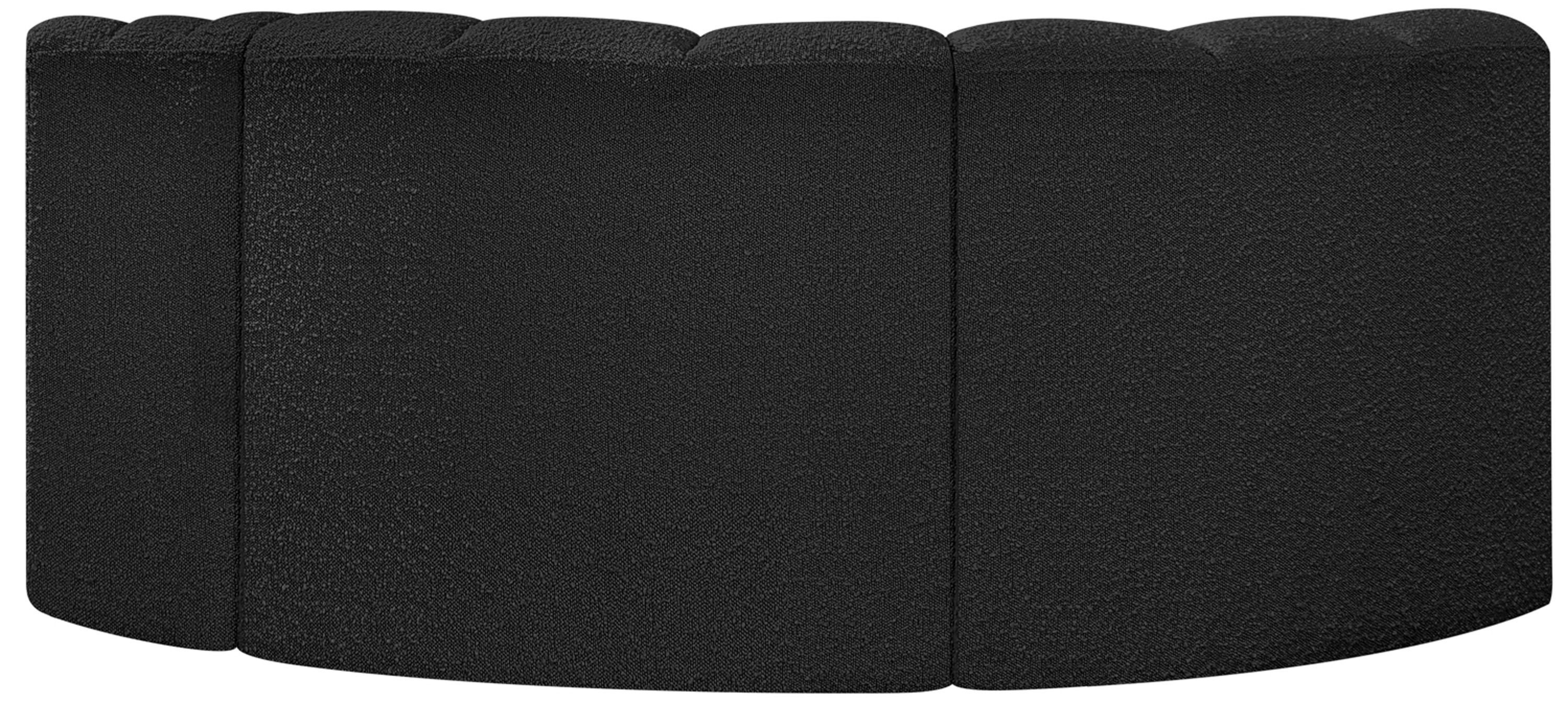 Arc - Boucle Fabric 3 Piece Modular L-Shaped Sofa - Black