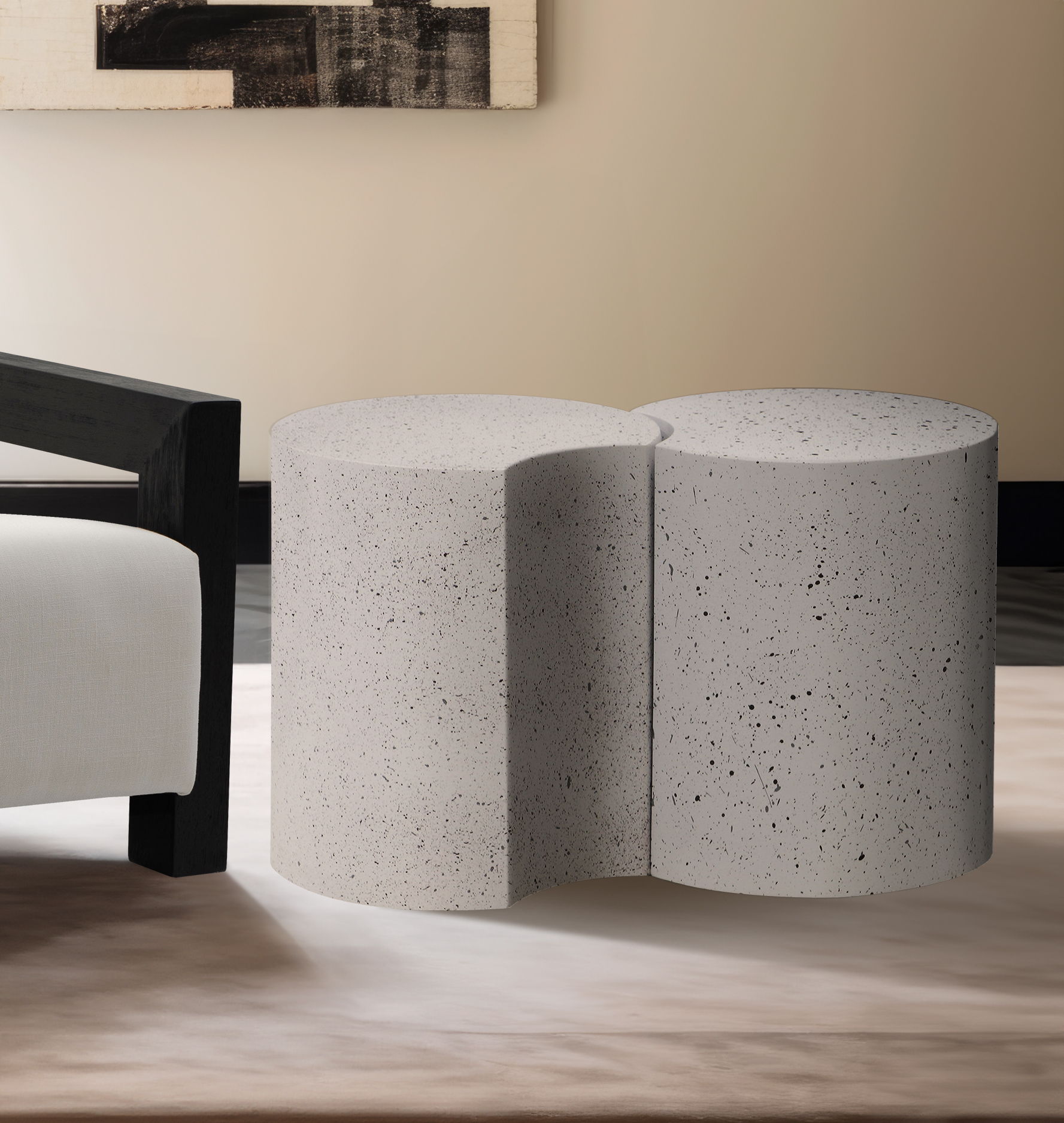 Dimple - 20" 2 Piece Modular End Table - White Terazzo