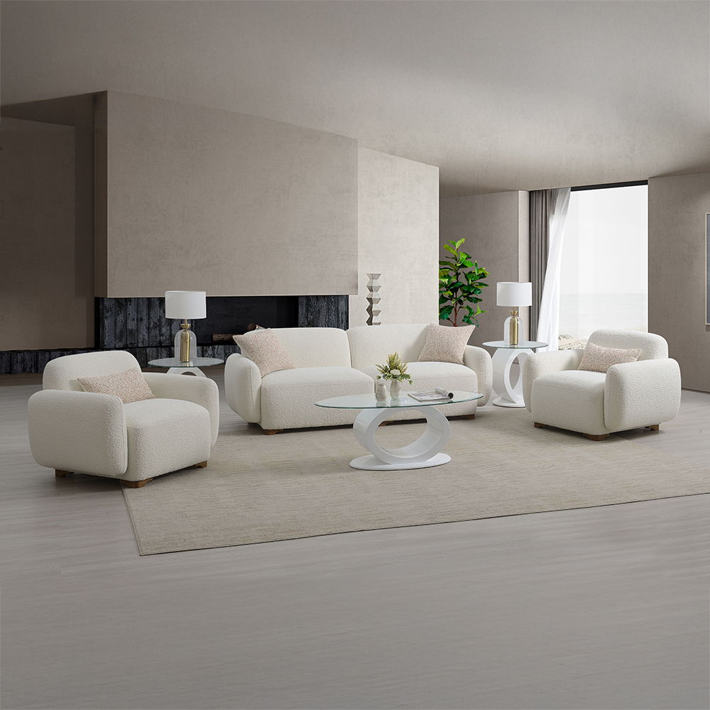 Darius - Sofa With 2 Pillows - Beige Boucle, beige, view 5