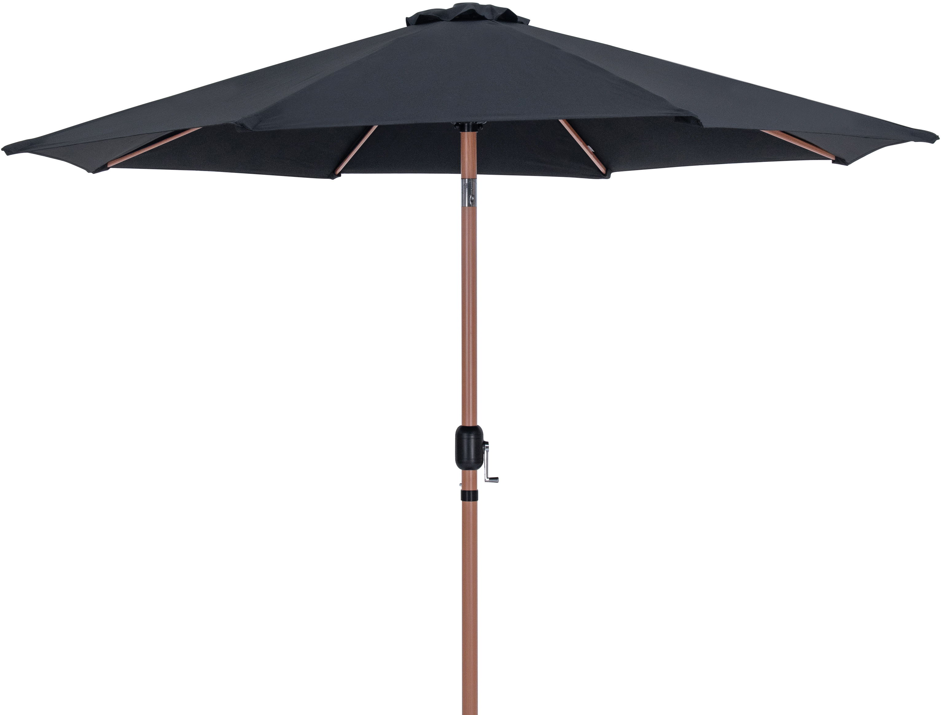 Fiji - Aluminum Patio Umbrella With Square White And Teak Base - Black