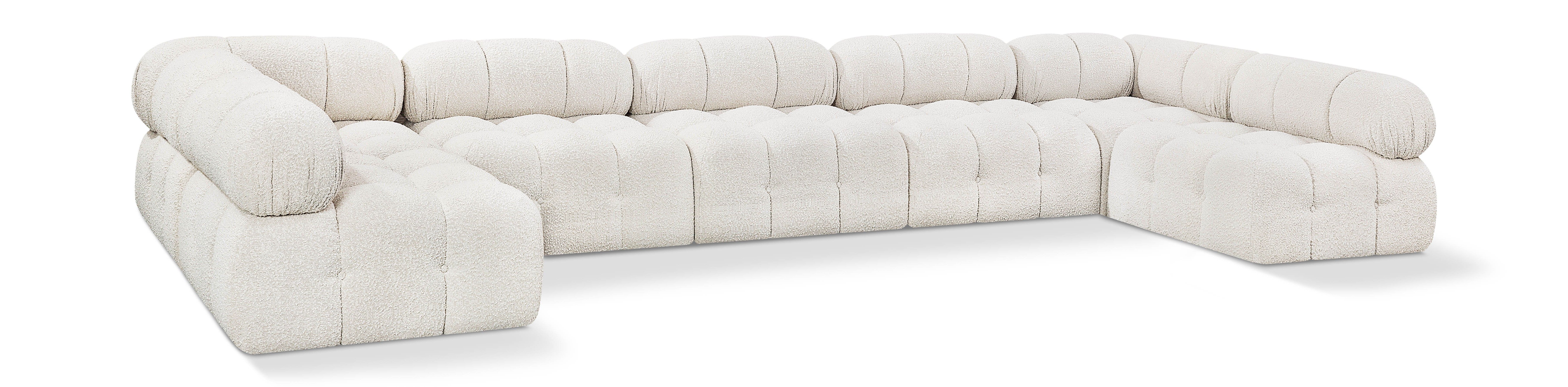 Ames - 7 Piece Boucle Fabric Modular Sectional - Cream