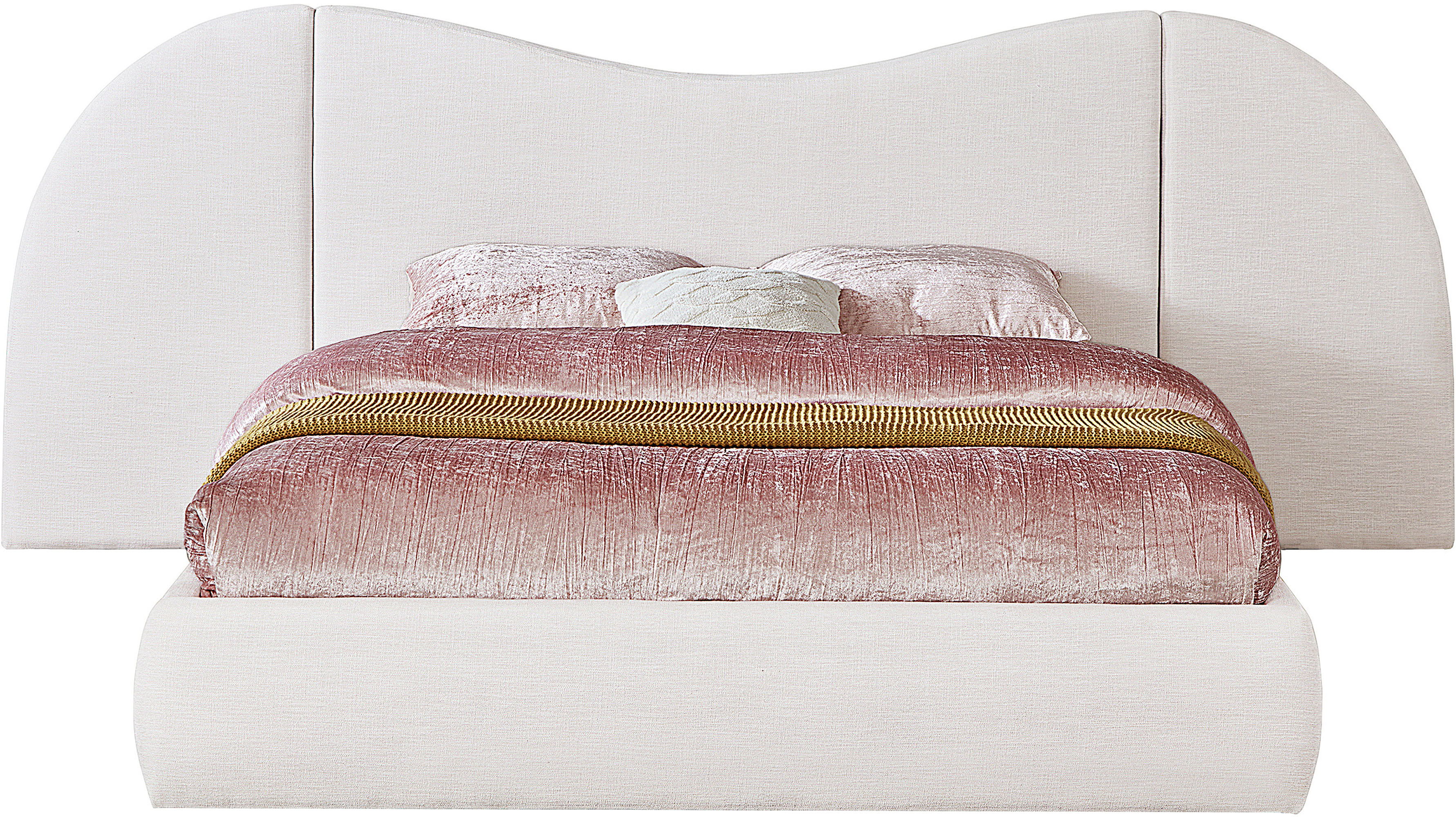Everest - Linen Fabric Queen Bed - White