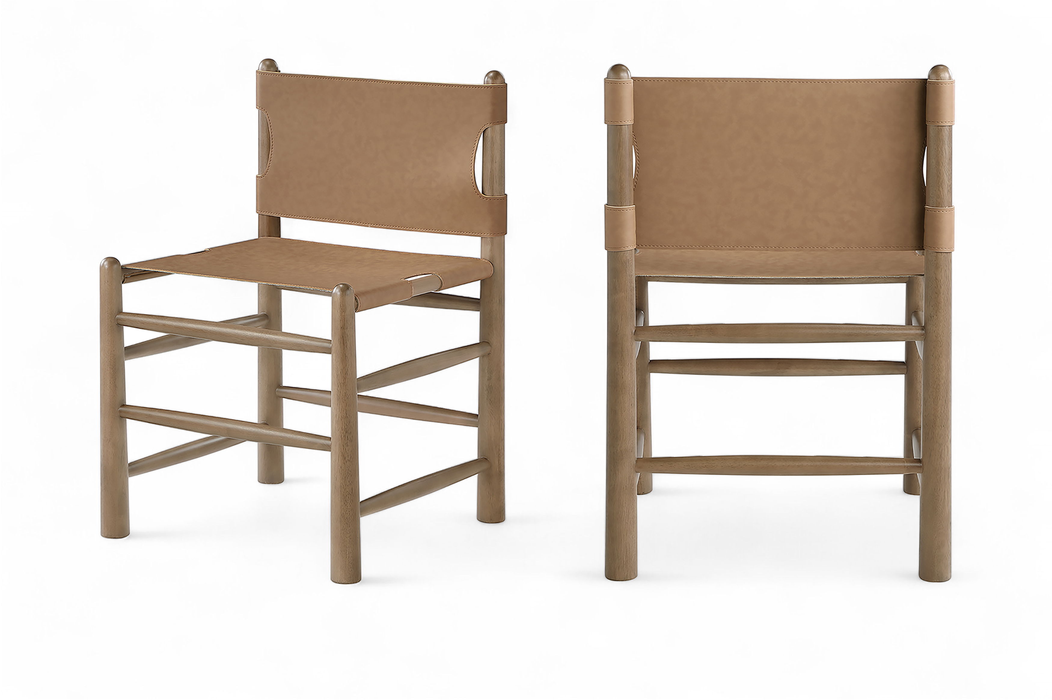 Santos - Vegan Leather Upholstered Dining Chair (Set of 2) - Brown / Stained Brown