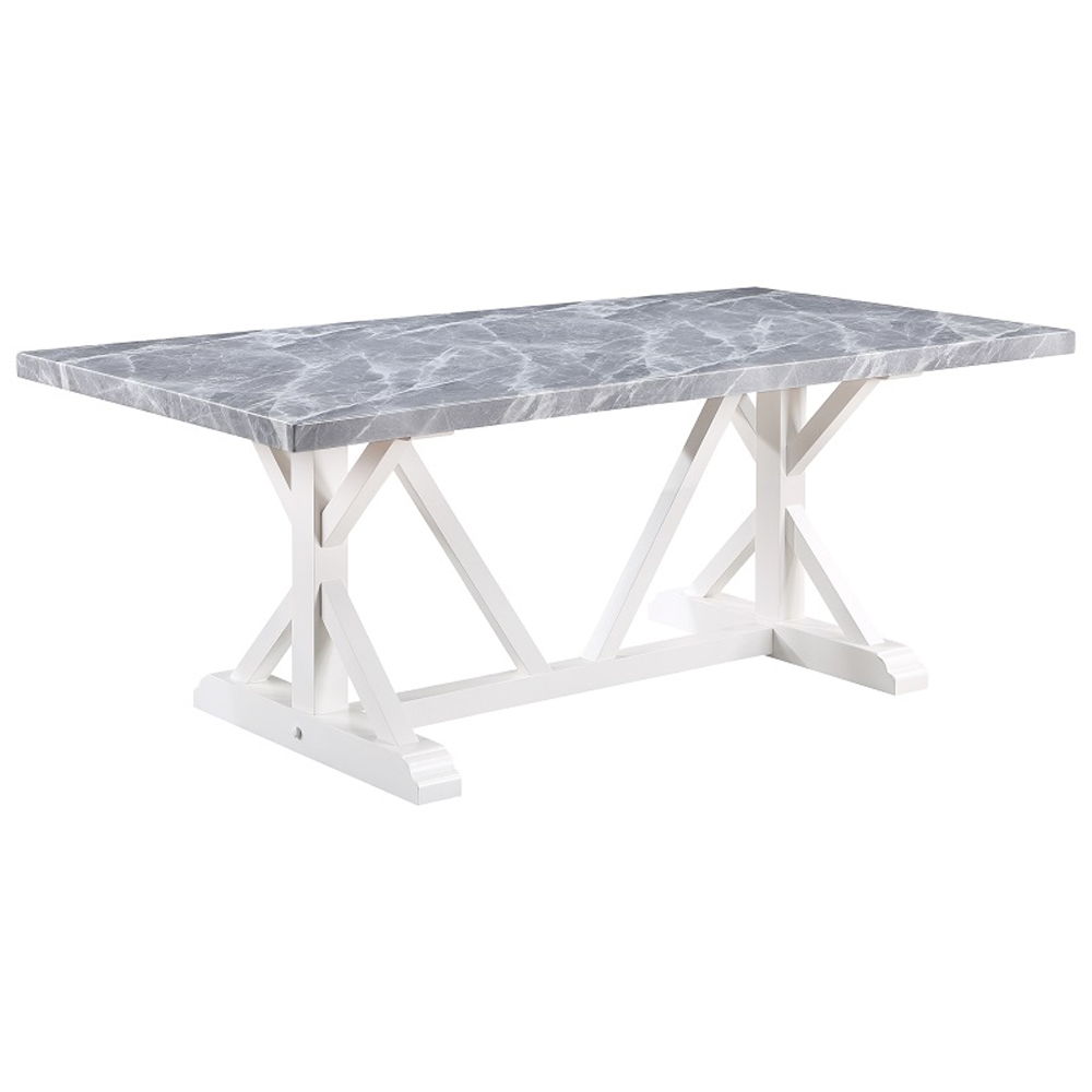 Hollyn - Dining Table With Engineered Stone Top - Engineered Stone & White, gray, view 2