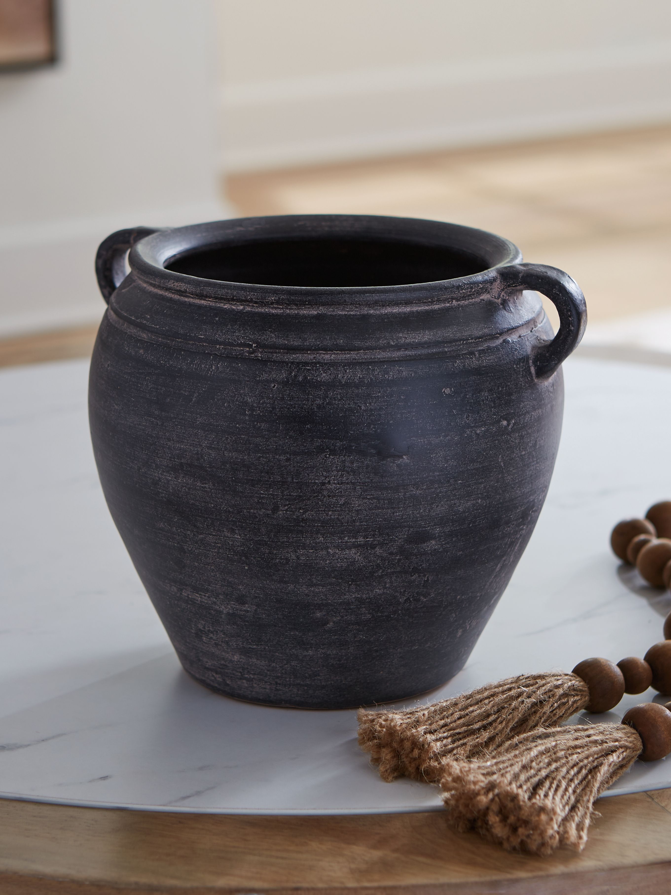 Meadie - 9" Vase - Distressed Black
