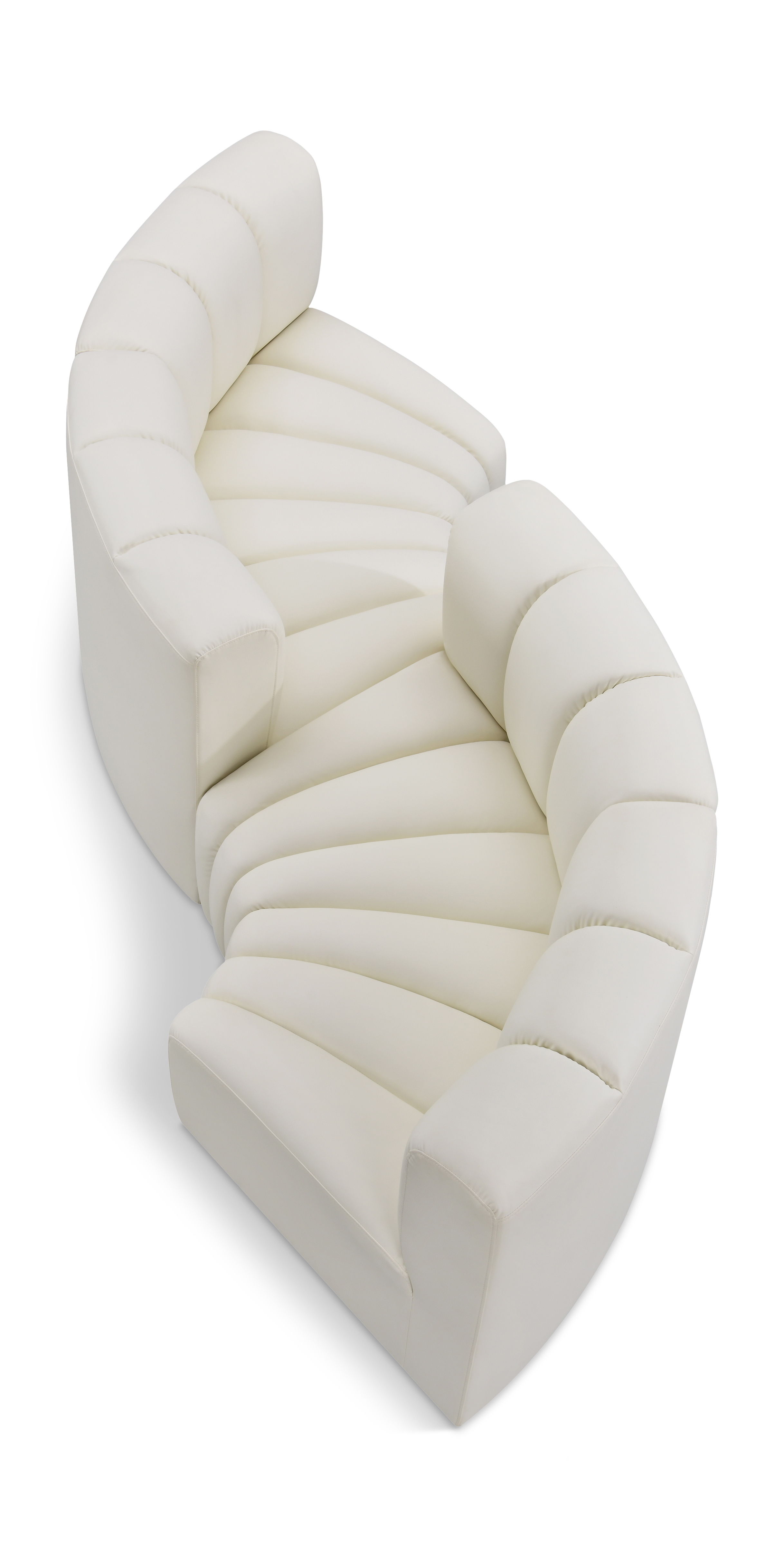 Arc - Faux Leather 4 Piece Curved Modular Sofa - Cream