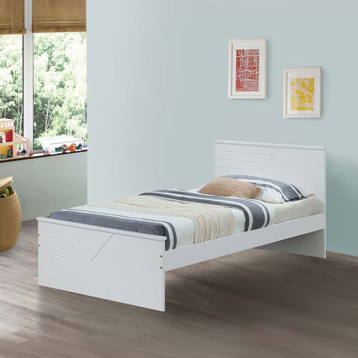 Ragna - Twin Bed - White, white