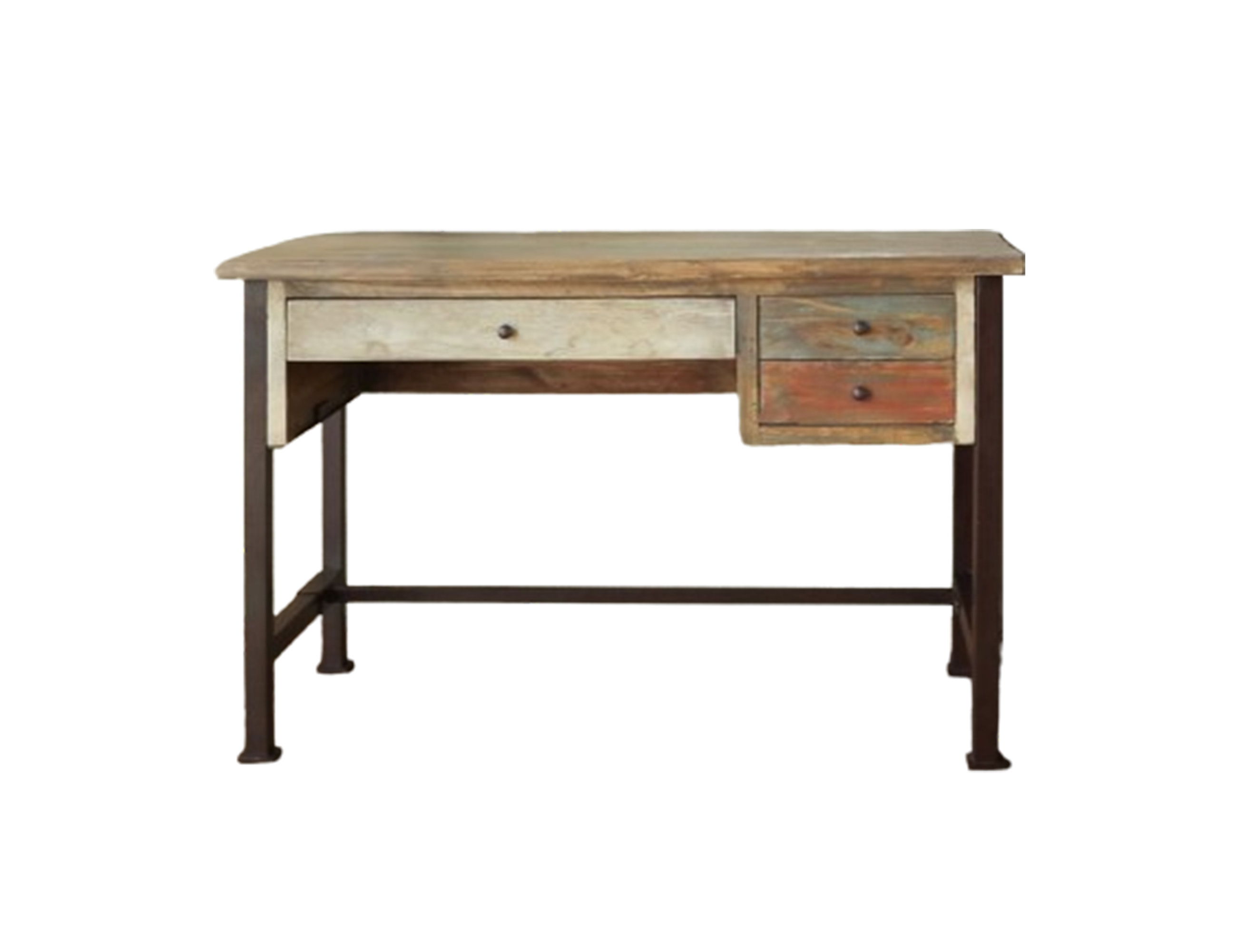 International Furniture Direct Antique - Desk With 3 Drawers - Multicolor