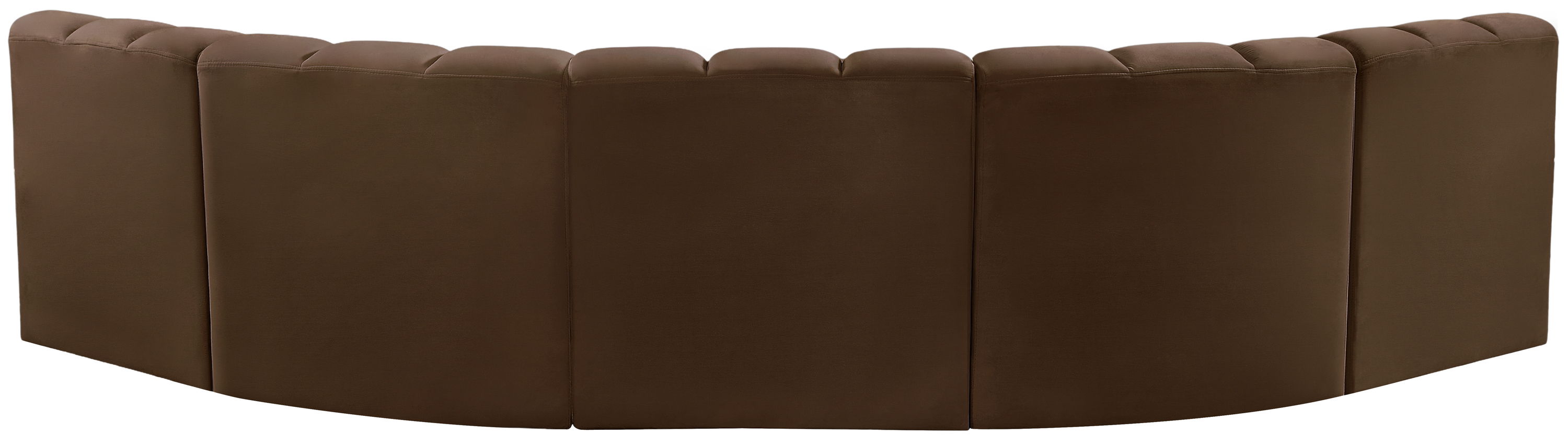 Arc - Velvet 5 Piece U-Shaped Modular Sofa - Brown