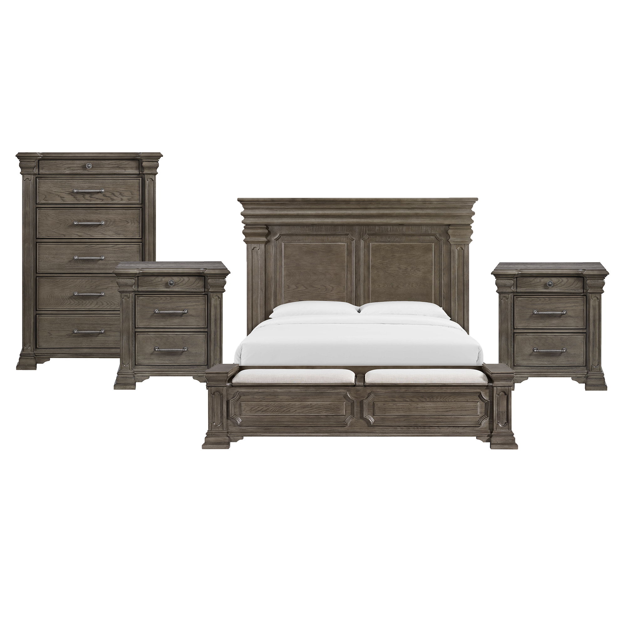 King · 4 Pc · Bedroom Set With 2 Nightstands & Chest