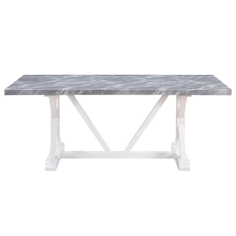 Hollyn - Dining Table With Engineered Stone Top - Engineered Stone & White, gray, view 8