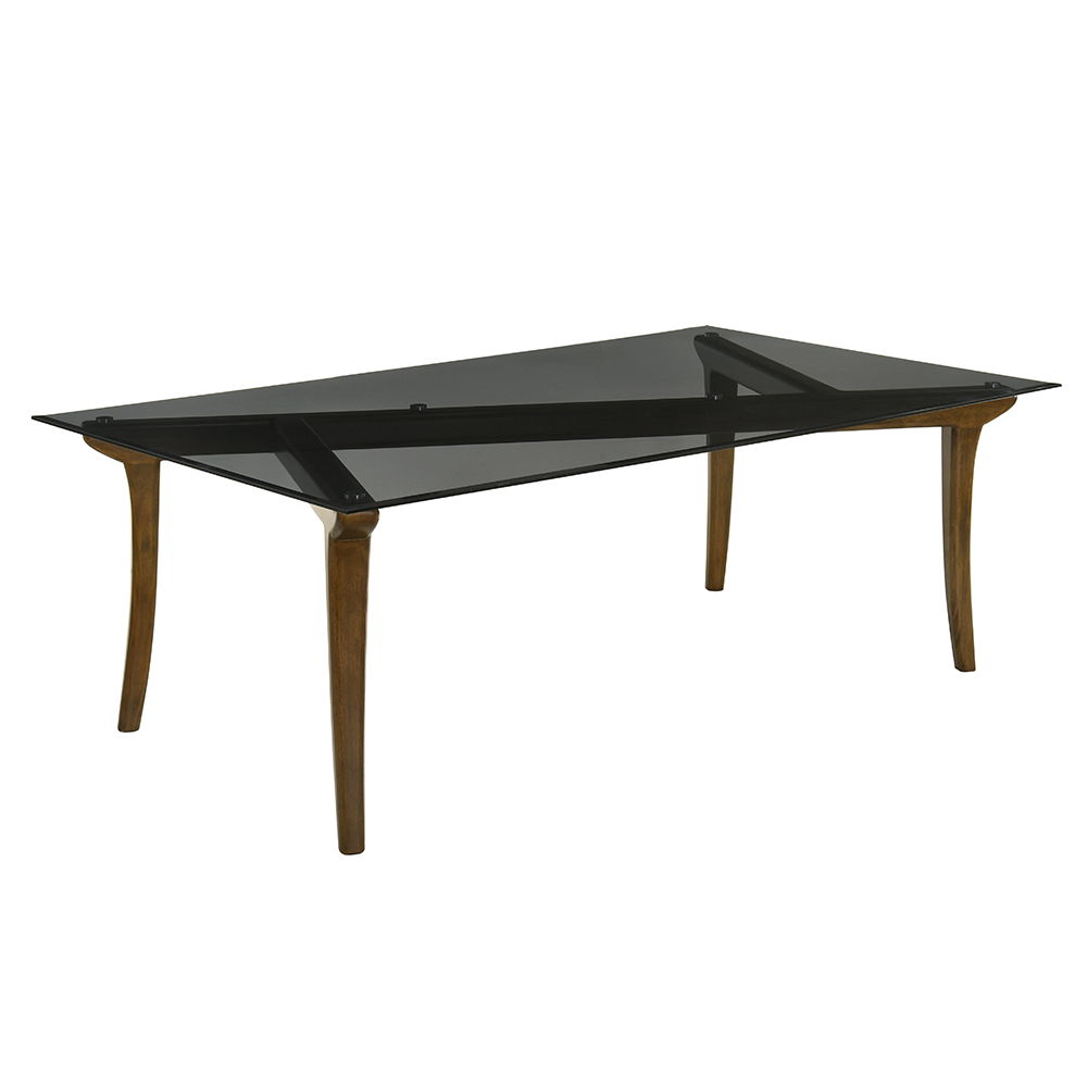 Danzel - Dining Table With Glass Top - Vintage Oak, dark brown, view 2