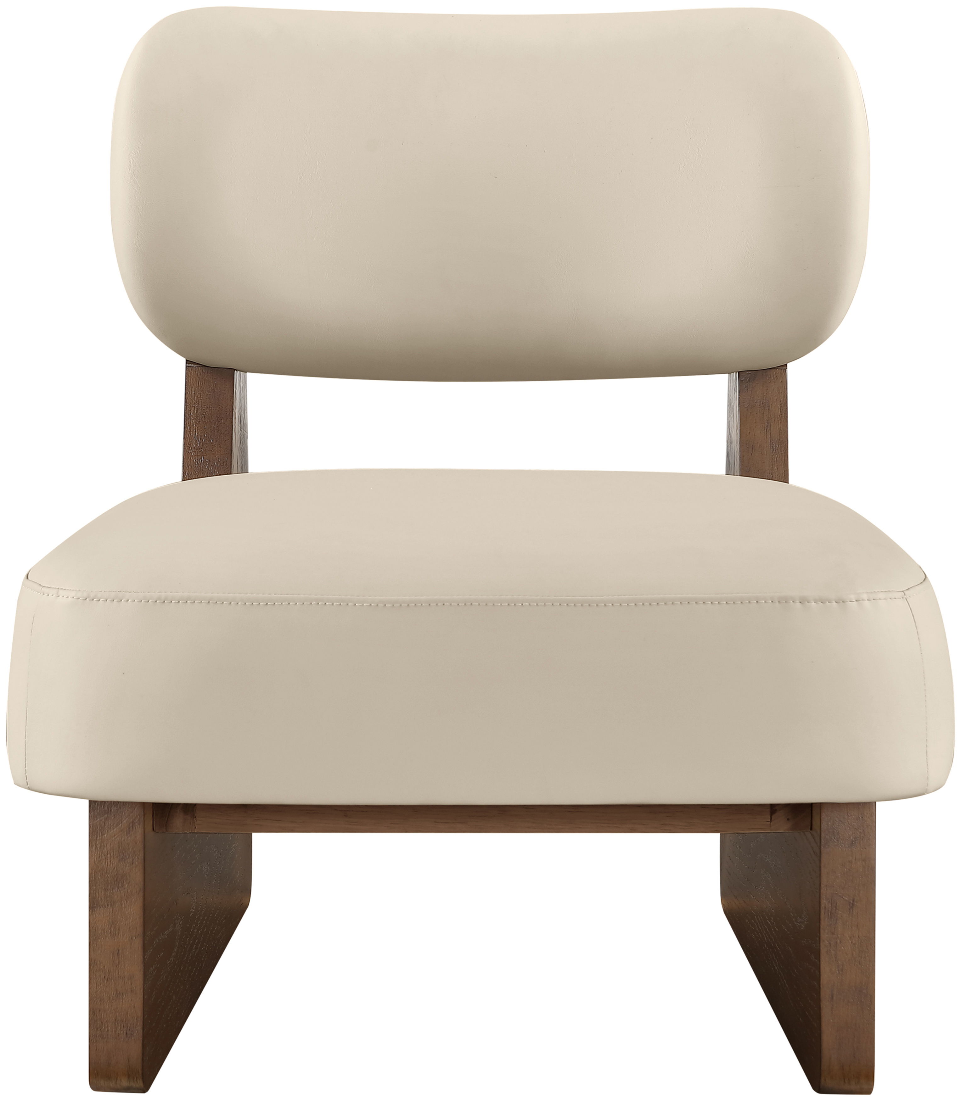 Vetra - Vegan Leather Upholstered Accent Chair - Beige / Painted Brown