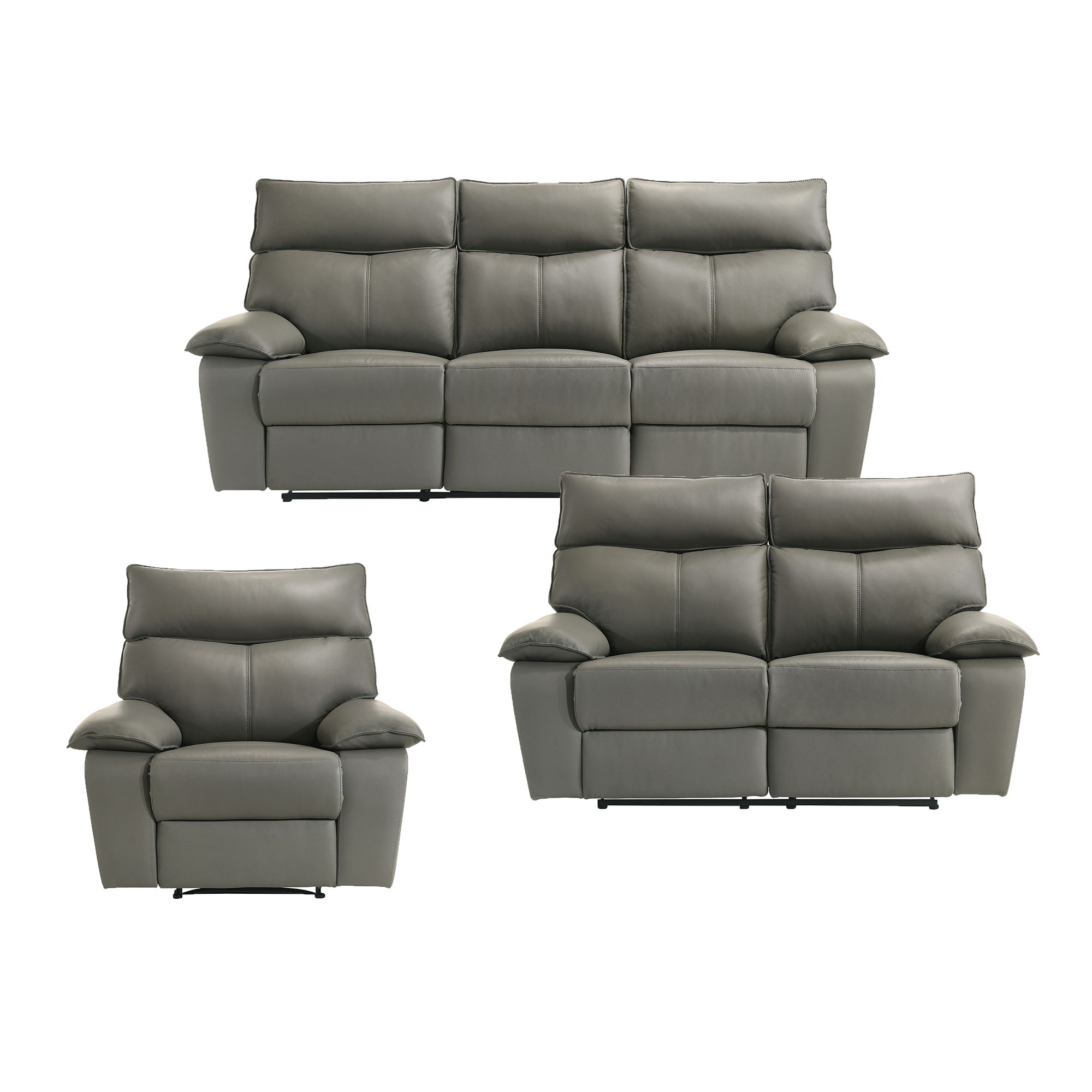 Wildcat - 3 Piece Living Room Set (Sofa, Loveseat & Recliner) - Gray