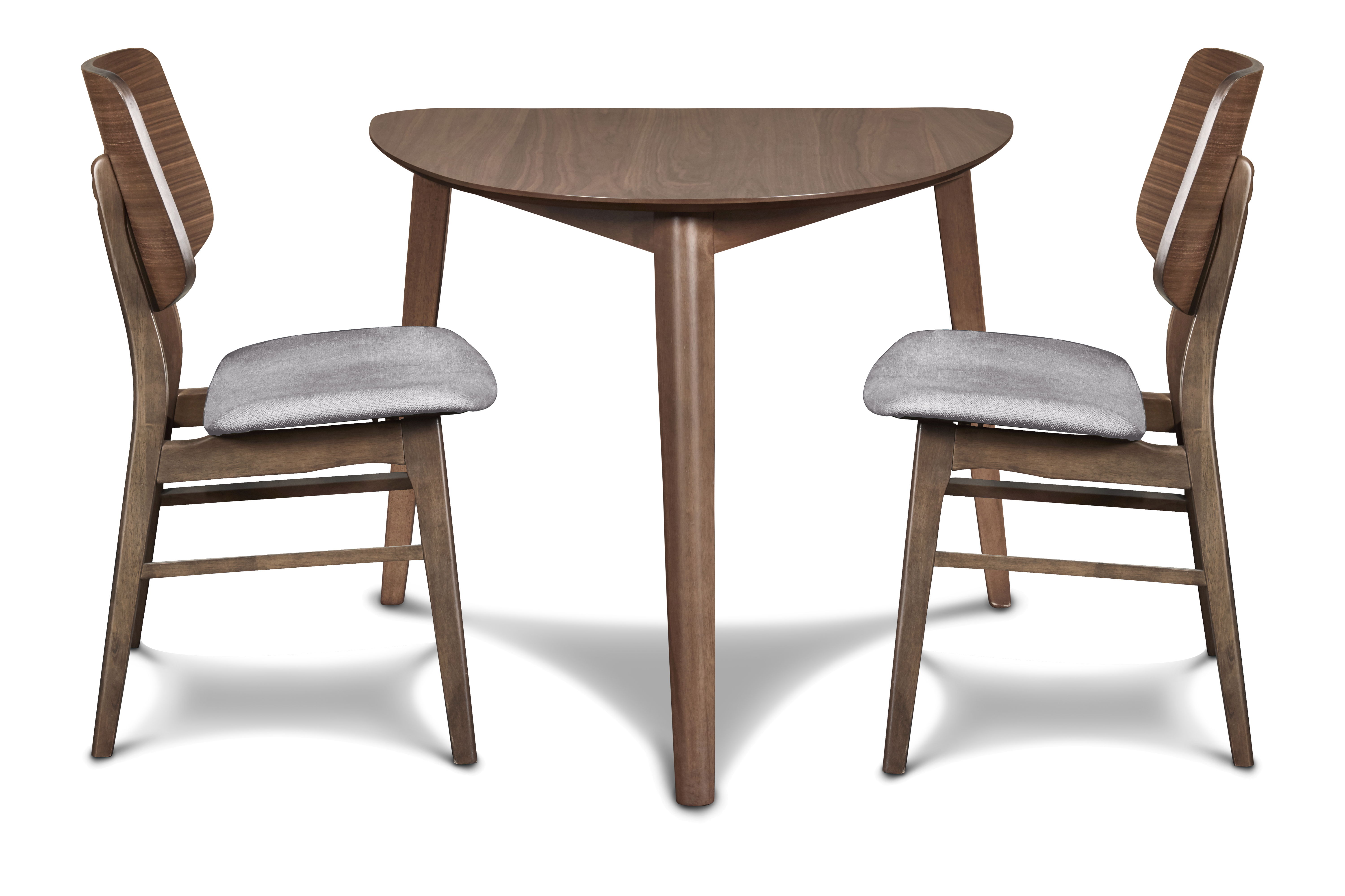 Oscar - Corner Table With 2 Gray Cushion Chairs - Brown