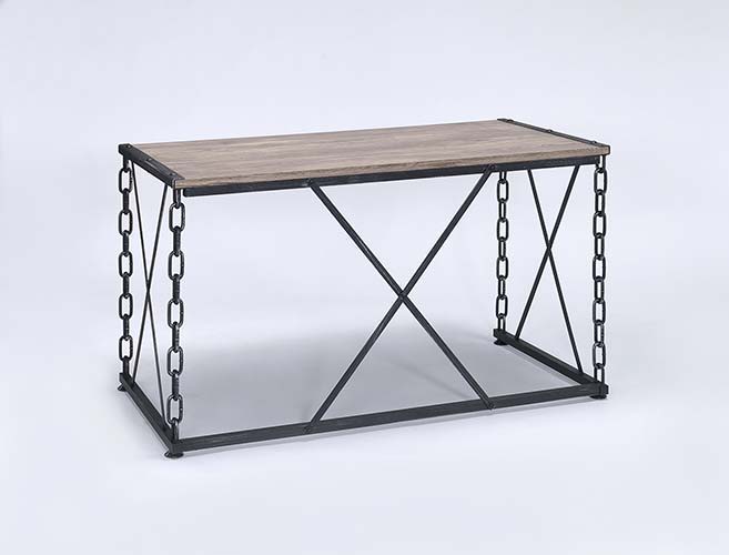 Jodie - Console Table (Same 92248) - Rustic Oak & Antique Black, black