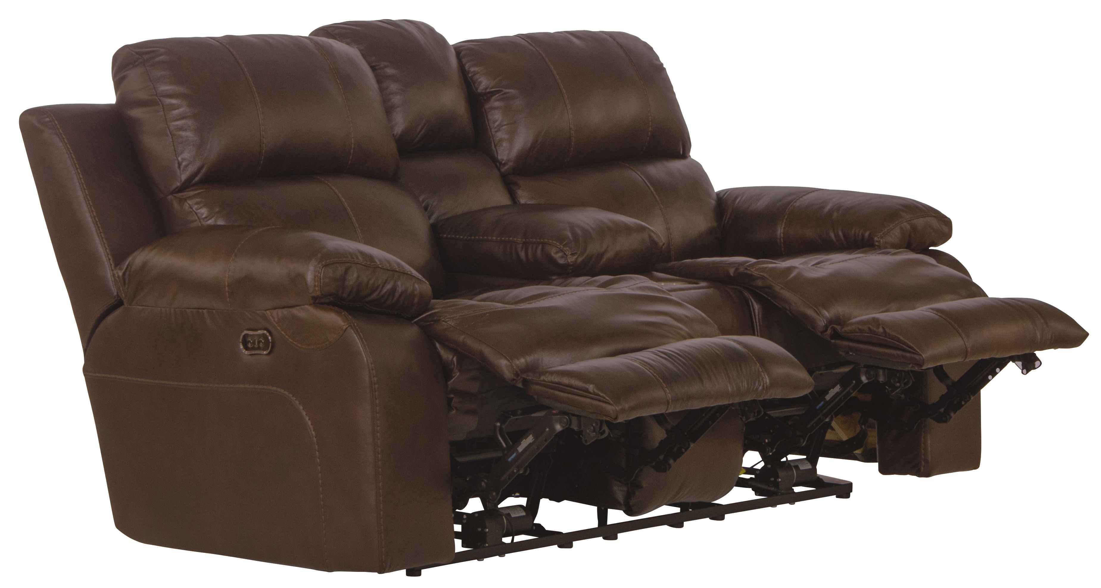 Positano - Top Grain Italian Leather Power Reclining Console Loveseat - Cocoa