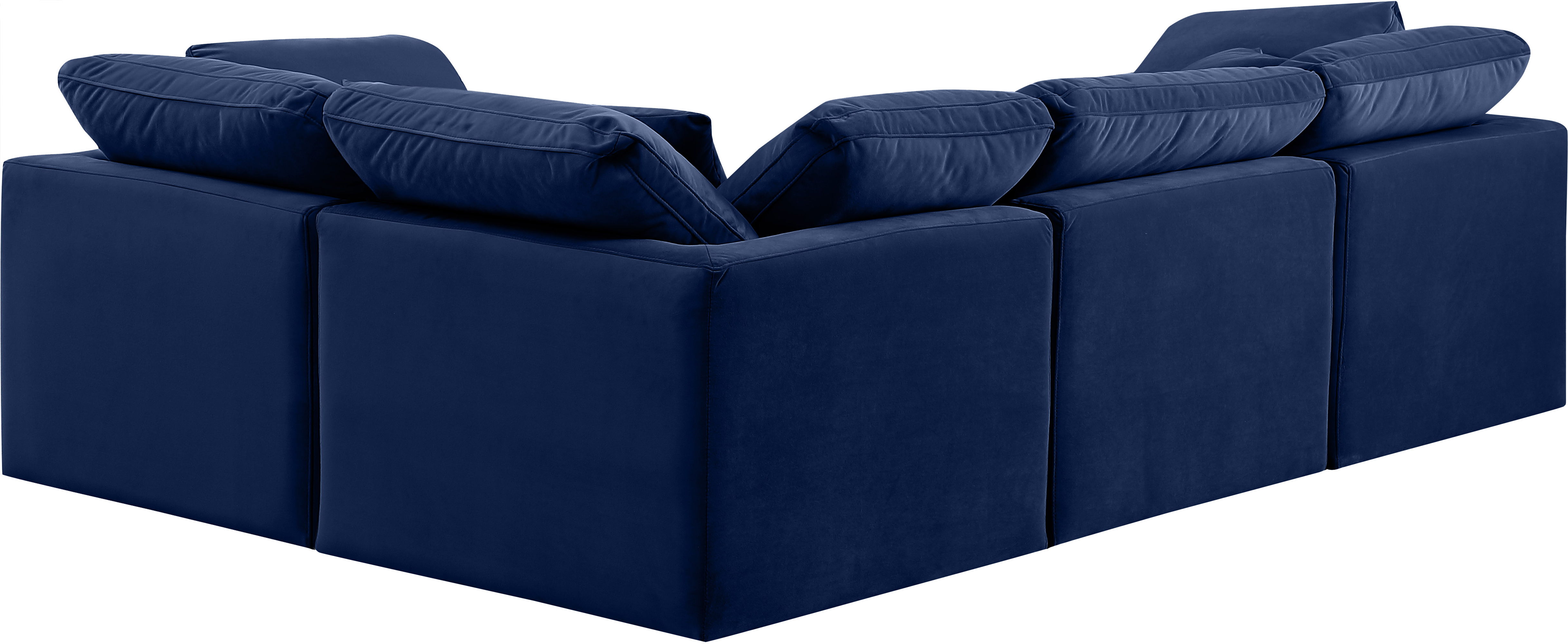 Indulge - Velvet 4 Piece Modular Corner Sectional - Blue