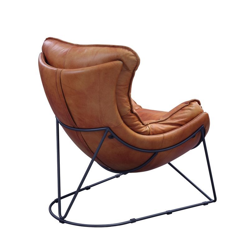 Thurshan - Accent Chair - Aperol Top Grain Leather & Black, light brown, view 5