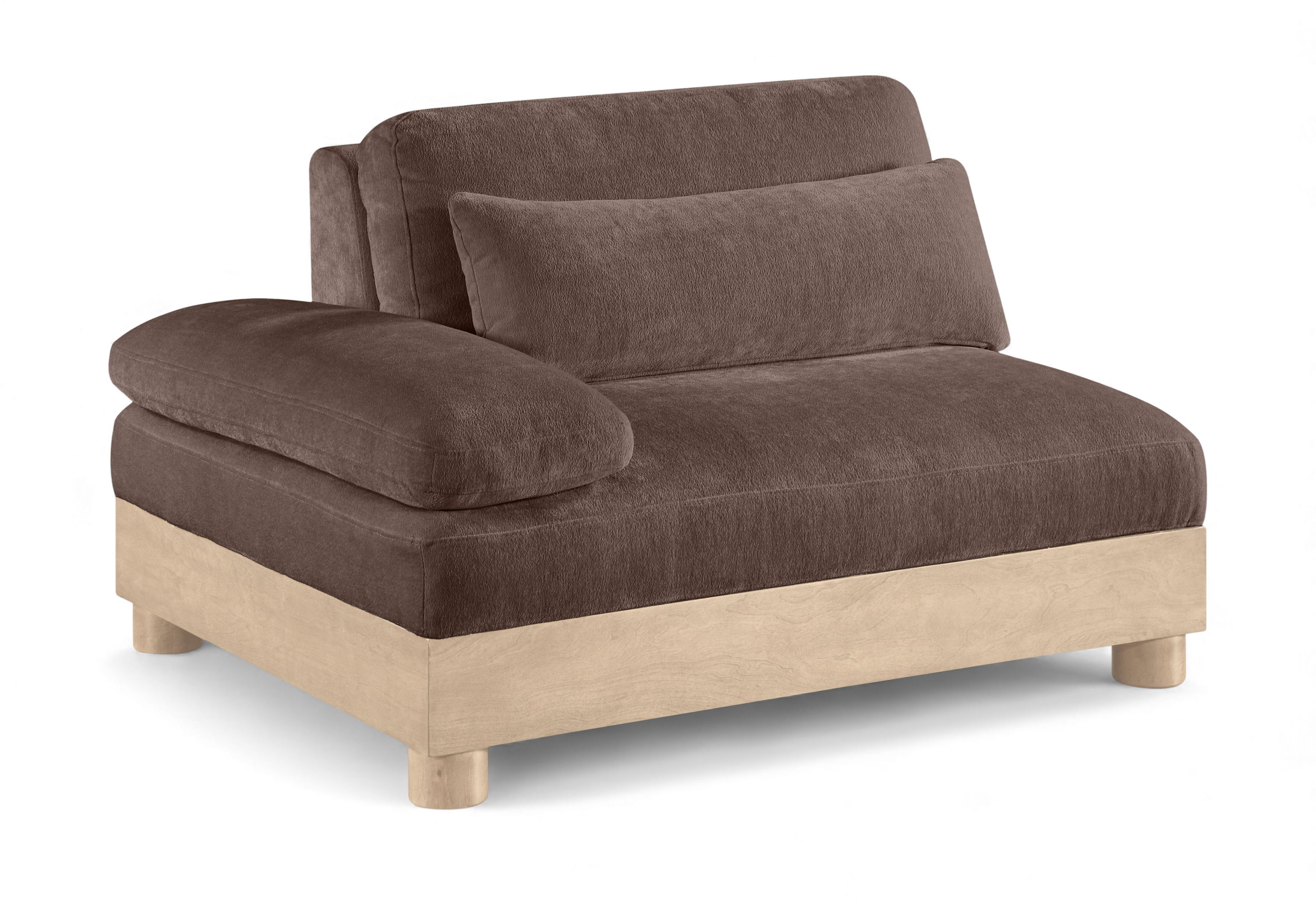 Turin - Chenille Fabric Upholstered Modular Left Arm Chair - Brown / Natural Oak