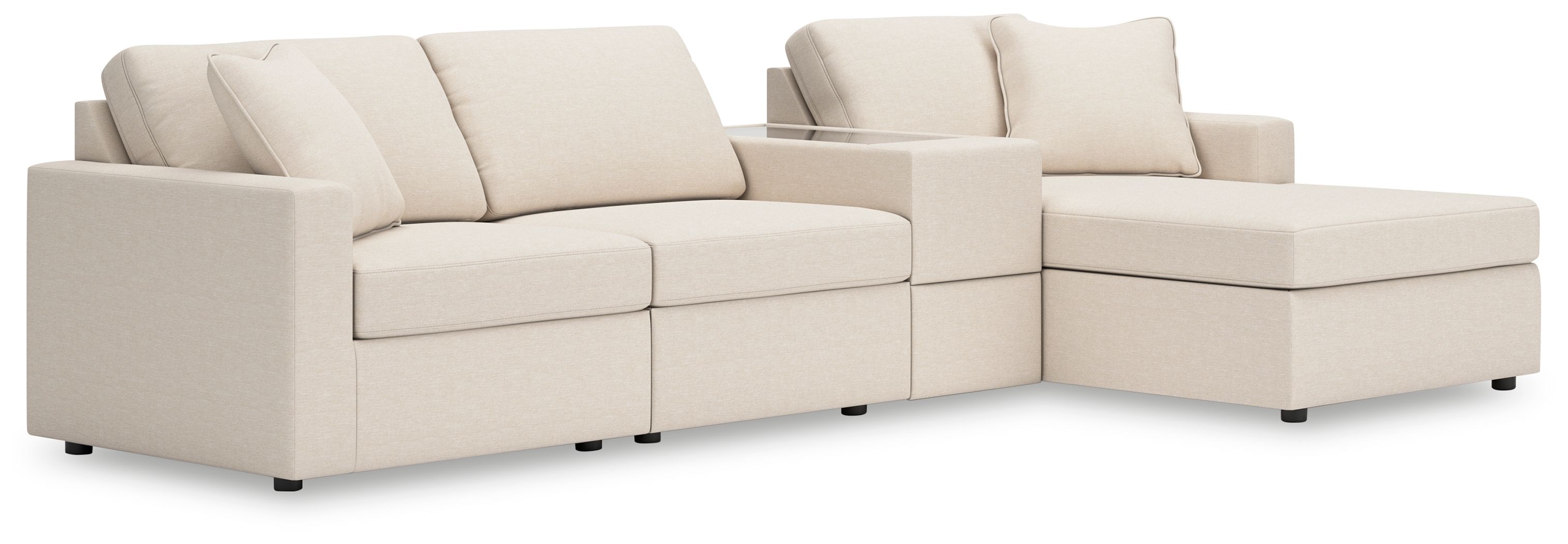4 Pc · Sectional With Raf Corner Chaise And Storage Console