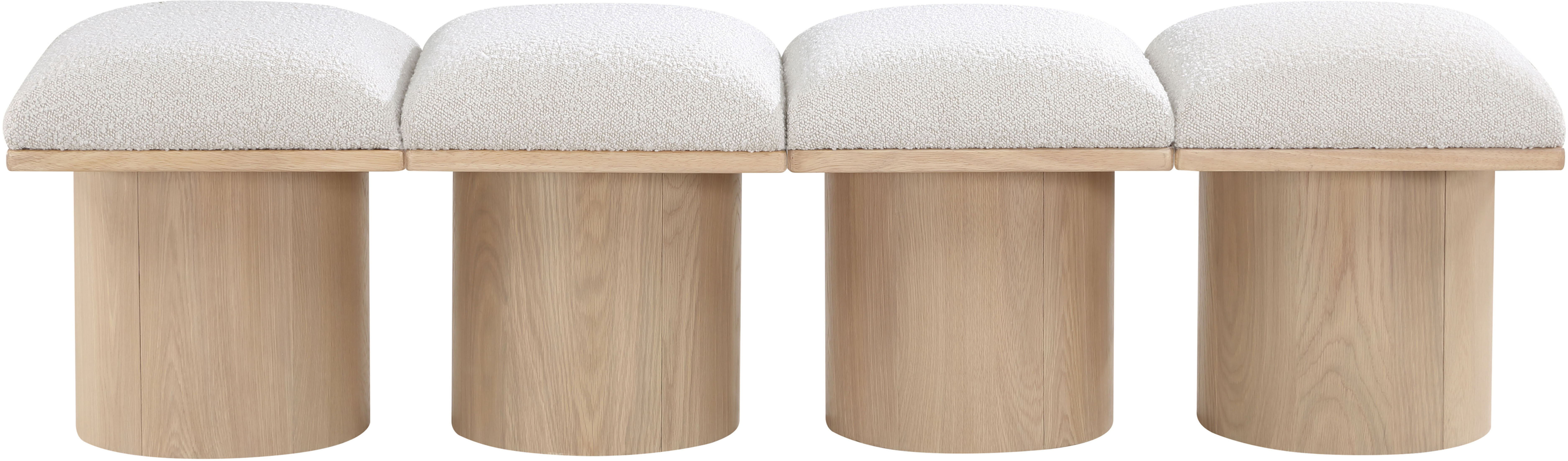 Pavilion - 62" 4 Piece Modular Bench With Natural Base - Cream