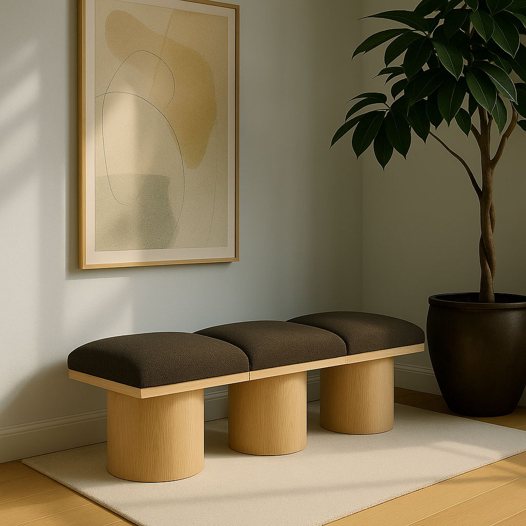 Pavilion - 54" 3 Piece Modular Bench With Natural Base - Brown