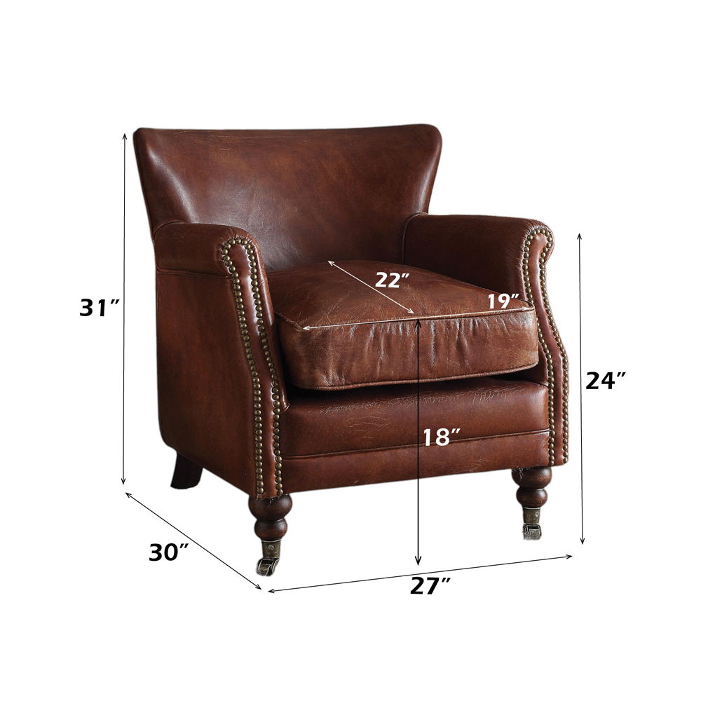 Leeds - Accent Chair - Vintage Dark Brown Top Grain Leather, dark brown, view 2