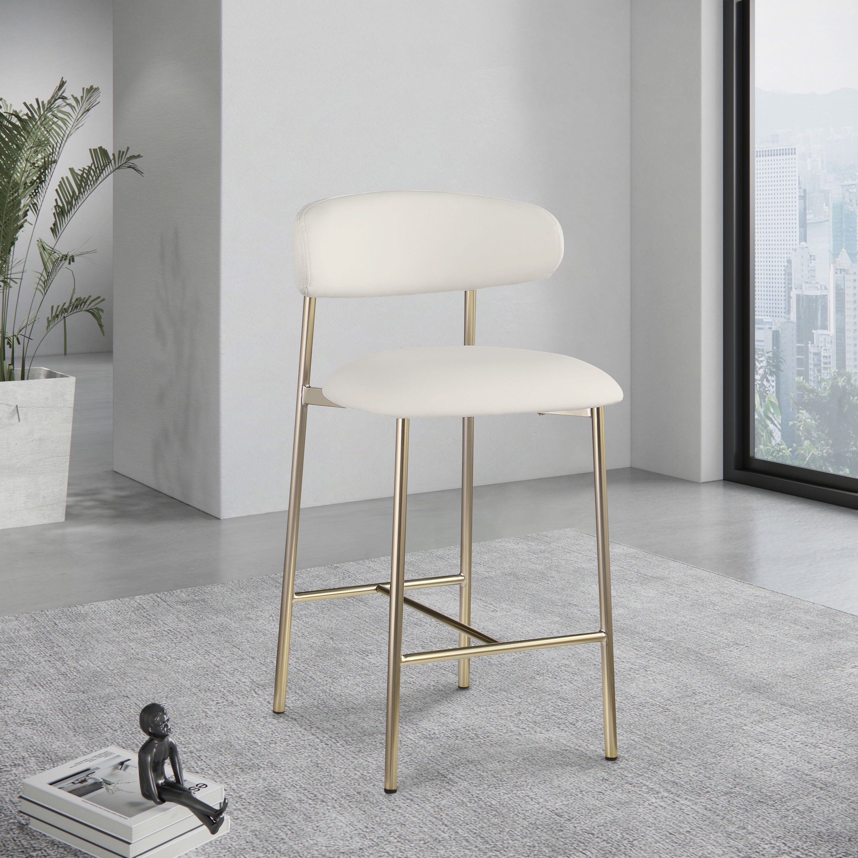 Lupita - Faux Leather Counter Stool (Set of 2) - White
