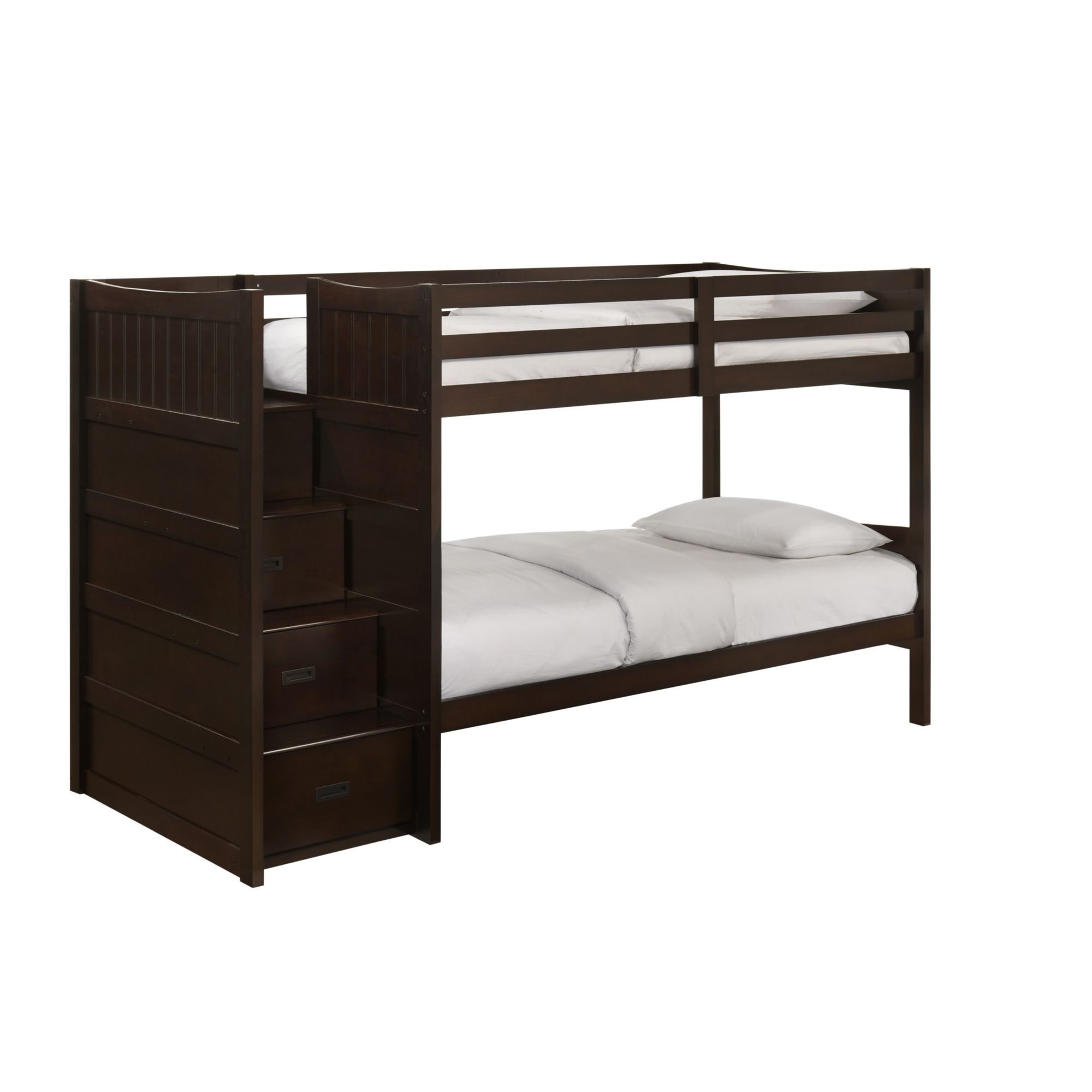 Twin Over Twin Step Bunk With Left Headboard