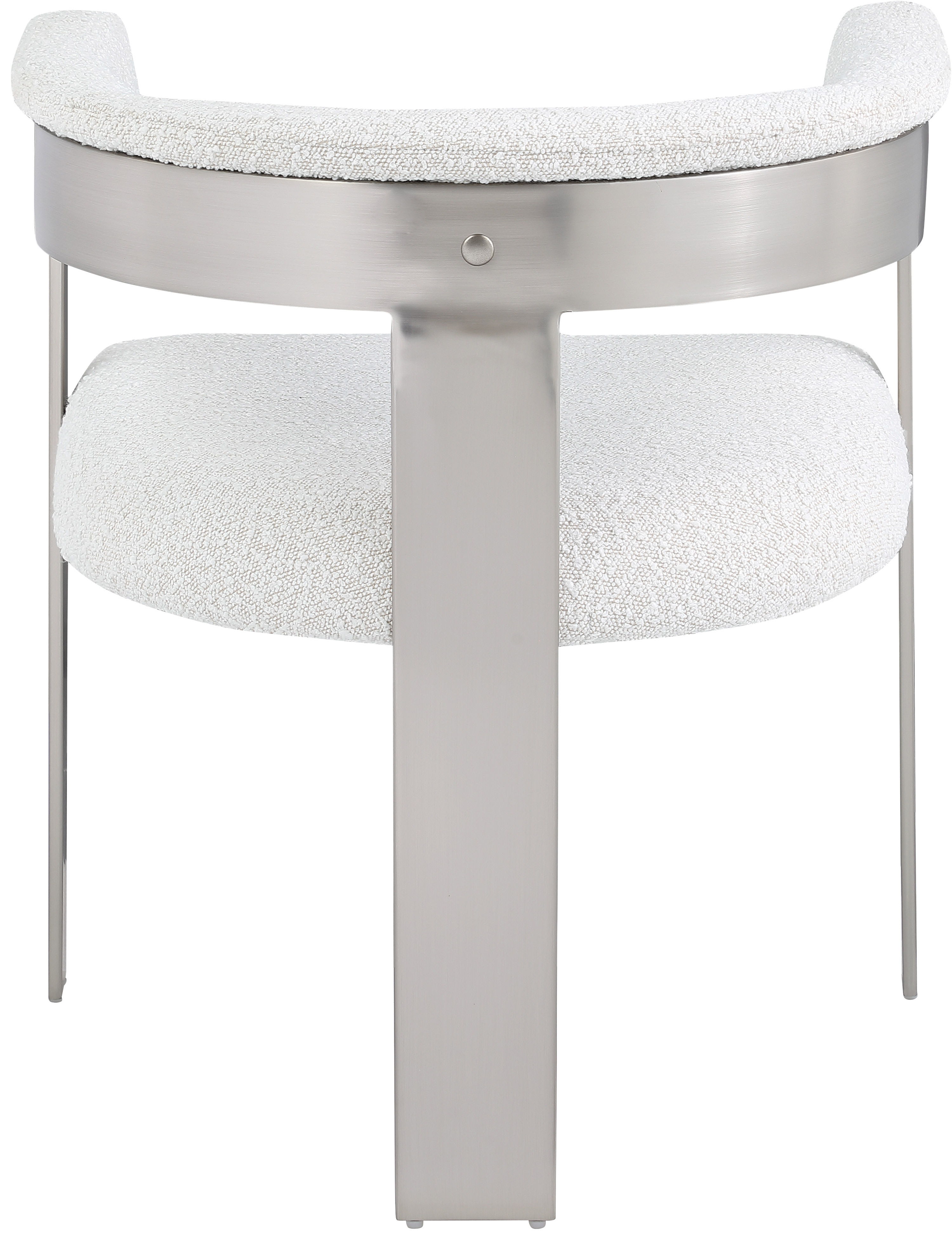 Romeo - Boucle Dining Chair With Silver Base (Set of 2) - Cream