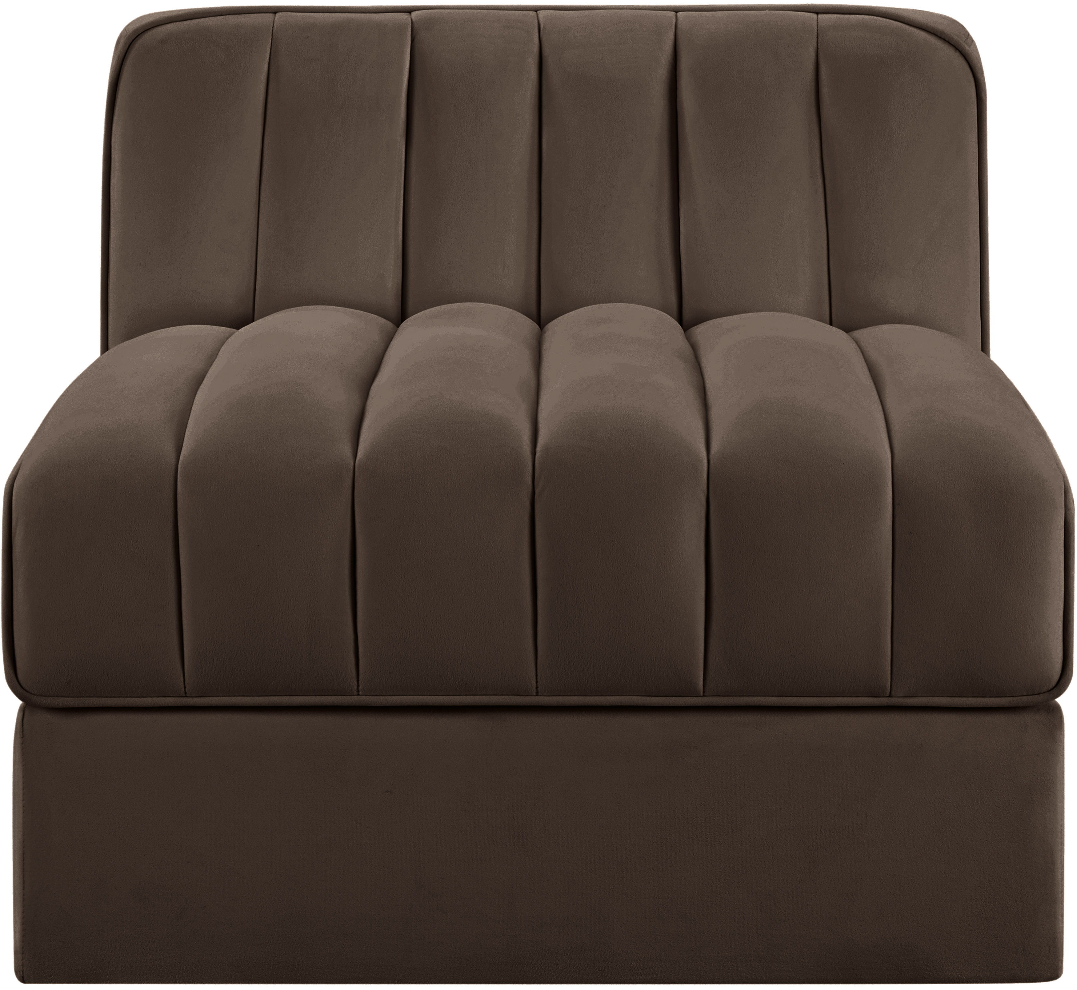 Rummi - Velvet Performance Fabric Upholstered Modular Armless Chair - Brown