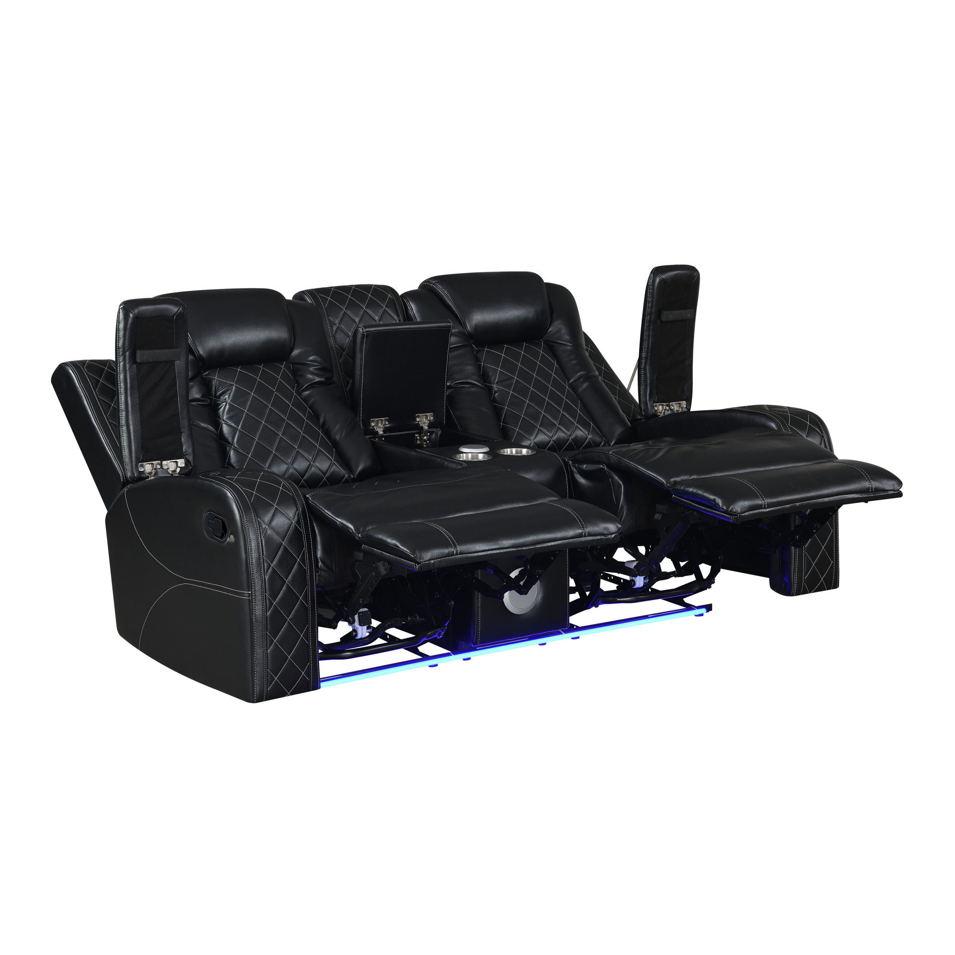Orion II - Console Loveseat With Dual Recliners - Black