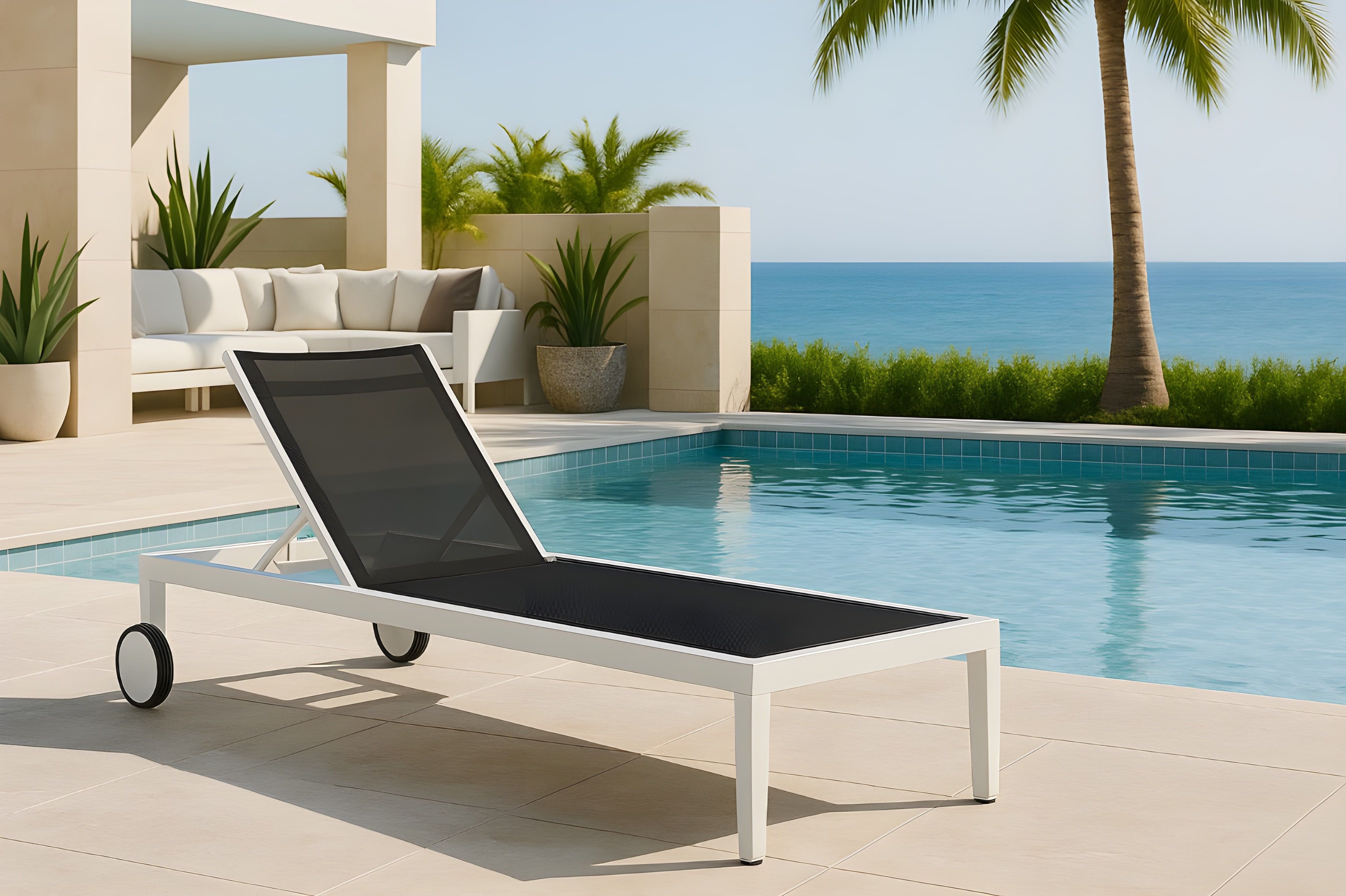 Nizuc - Outdoor Patio Chaise Lounge Chair - Black