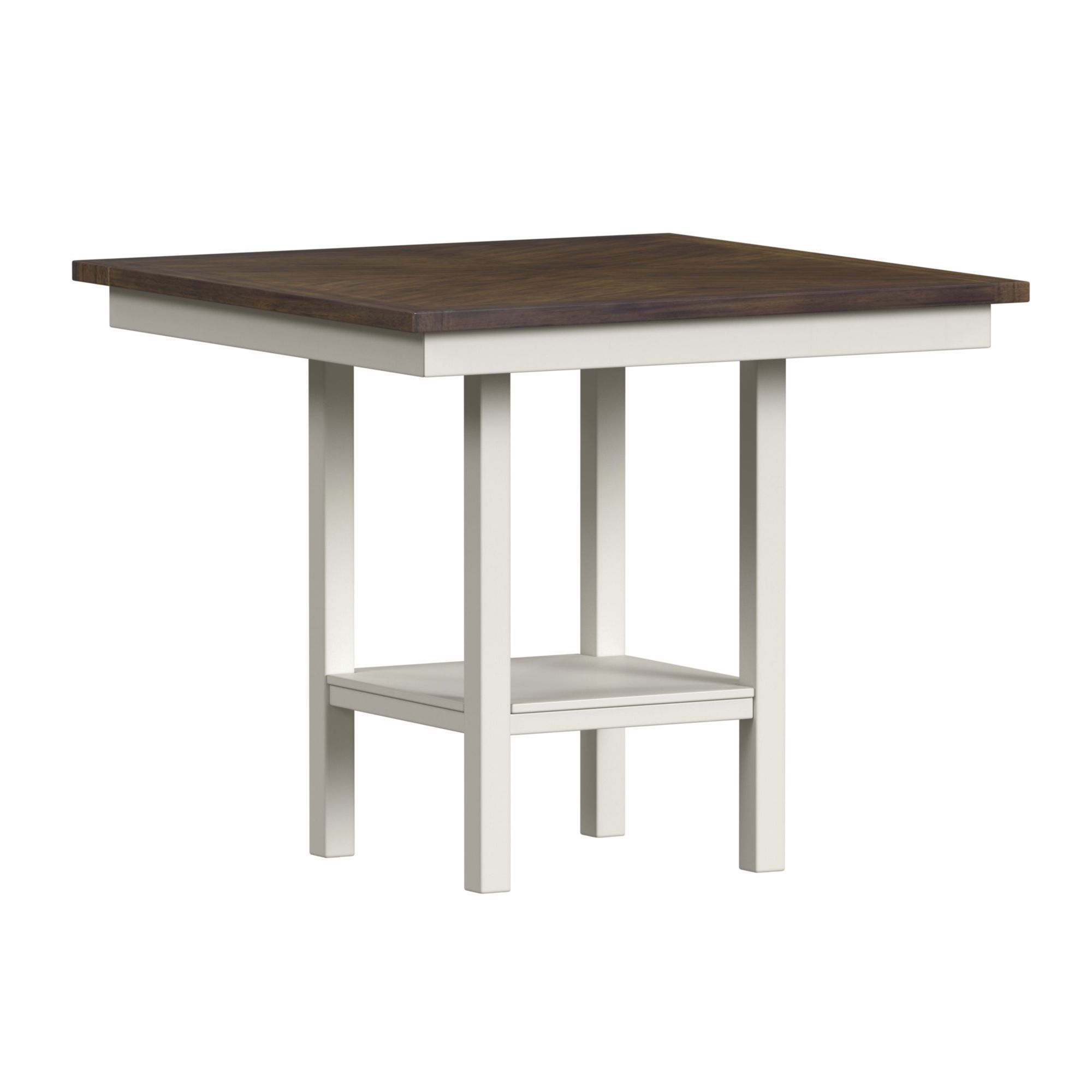 Brooks - 5 Piece Counter Set With Table And 4 Upholstery Seat & Wood Back Chairs - Medium Brown & White
